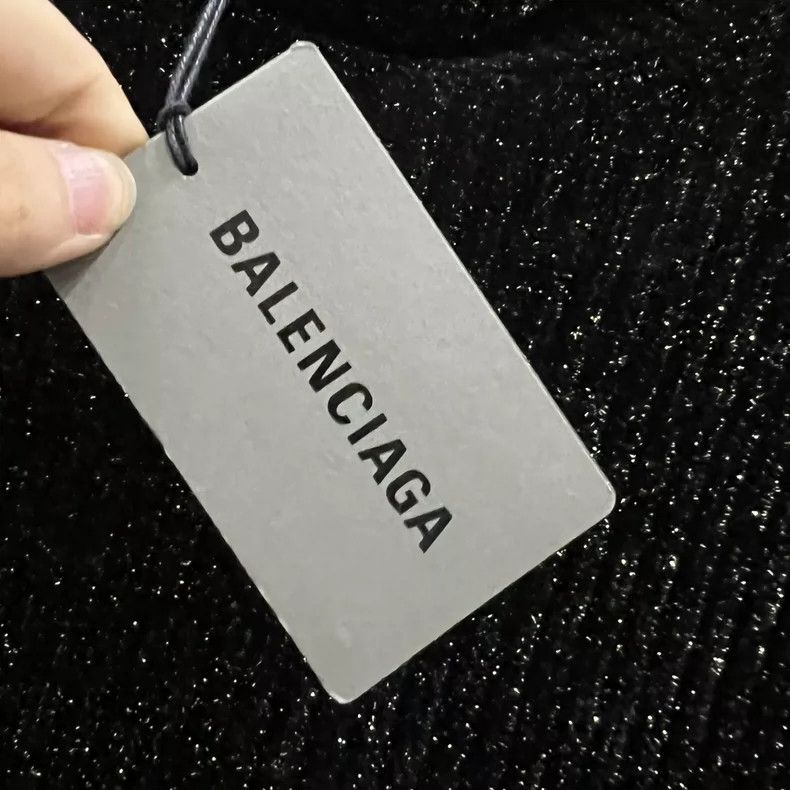 Balenciaga Balenciaga Black Fine Glitter High Neck Knit Top Size US S / EU 44-46 / 1 - 5 Thumbnail