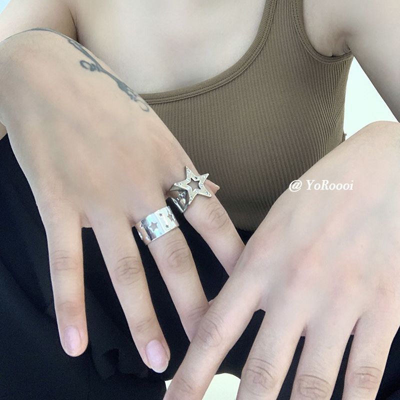 Jewelry Star Punk Jewelry Rings Open Size Chrome Ring (Size 7-13) Size ONE SIZE - 6 Thumbnail