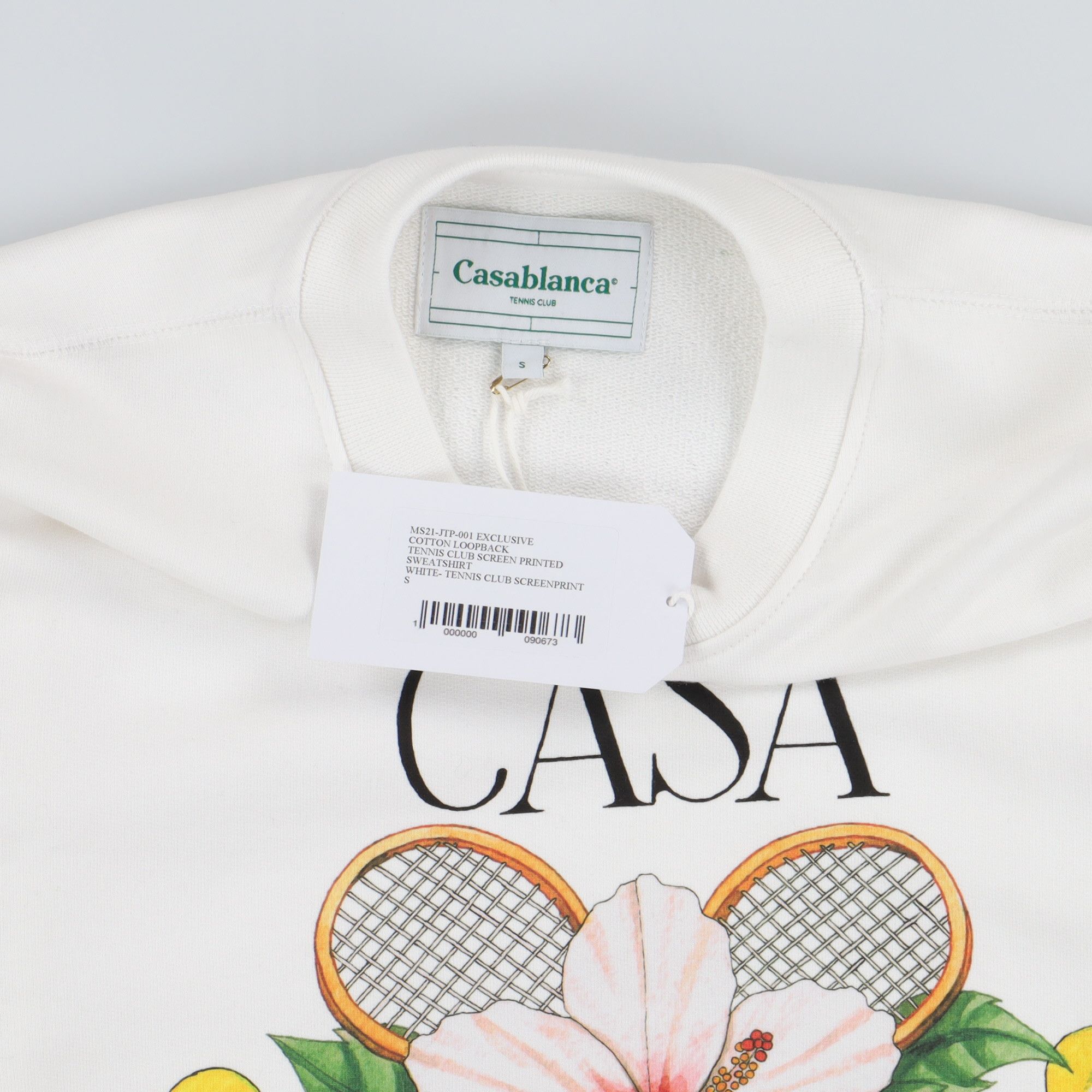 Casablanca White Floral Tennis Club Sweatshirt Size S / US 4 / IT 40 - 3 Thumbnail