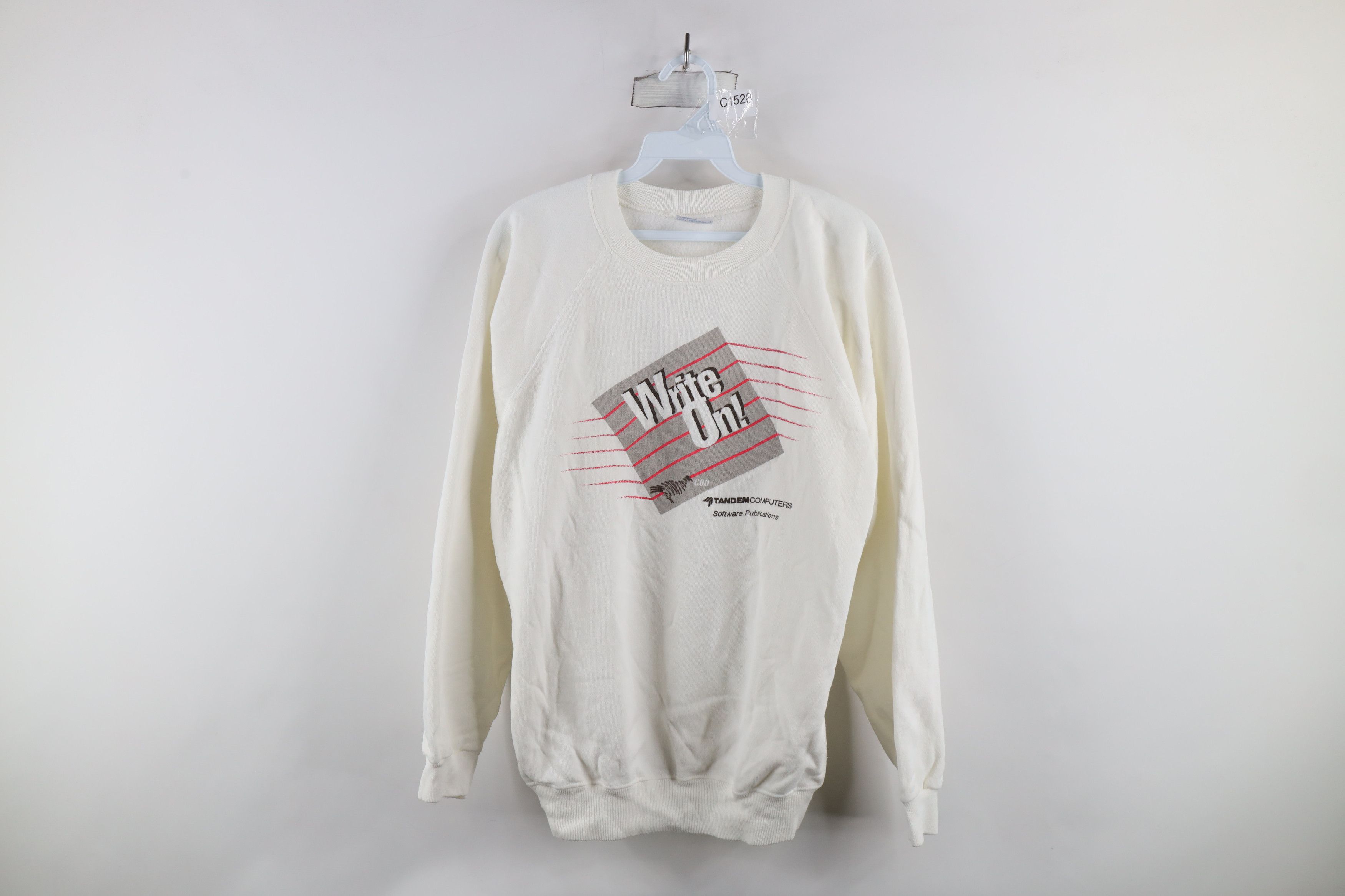 Hanes × Vintage Vintage 80s Tandem Computers On COO Sweatshirt White USA Size US L / EU 52-54 / 3 - 1 Thumbnail