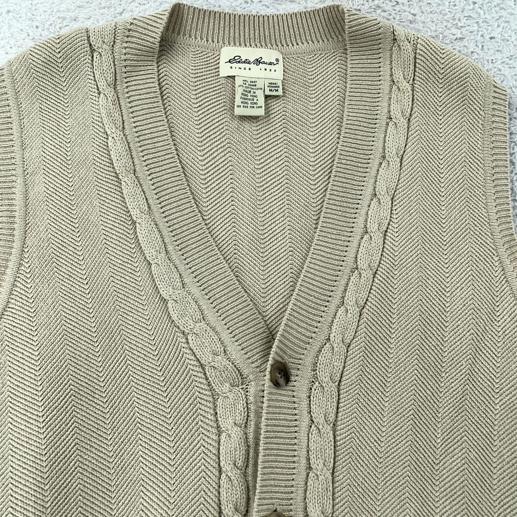 Eddie Bauer VINTAGE Eddie Bauer Sweater Vest Beige Cable Knit Sleeveless Cardigan Adult Small Size US S / EU 44-46 / 1 - 2 Thumbnail