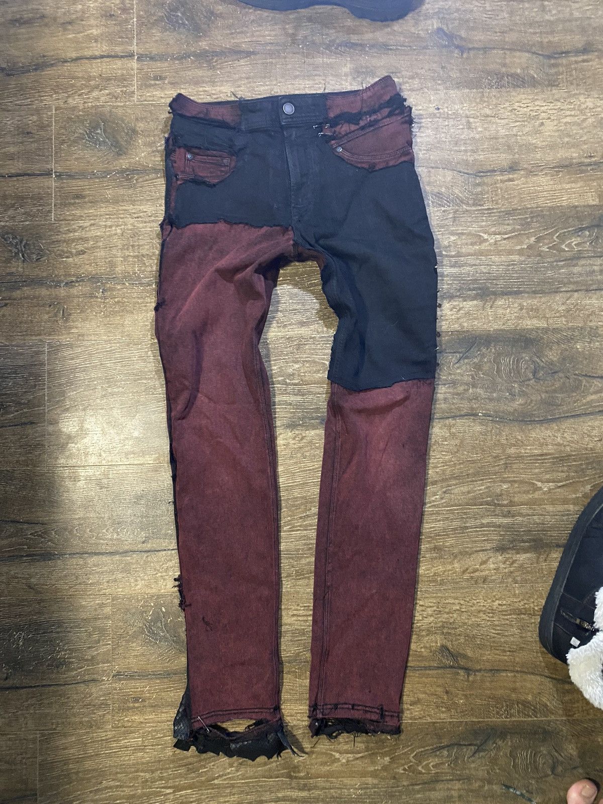 Le Grande Bleu (L.G.B.) pierced patchwork denim Size US 31 - 3 Thumbnail