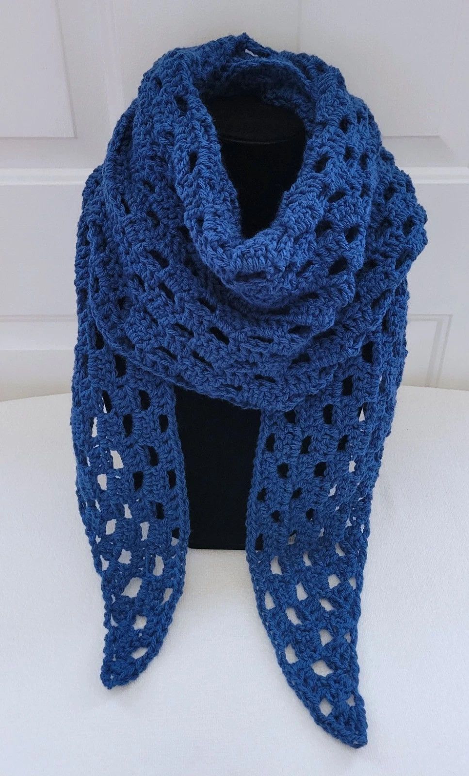 Other 78" Shawl Wrap Scarf - Celtic Blue - Hand Crochet Knit Size ONE SIZE - 5 Thumbnail
