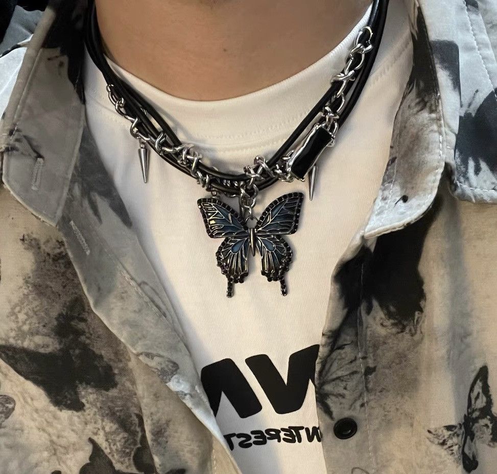 Japanese Brand × Jewelry Retro streetwear punk huge butterfly spike choker necklace Size ONE SIZE - 1 Thumbnail