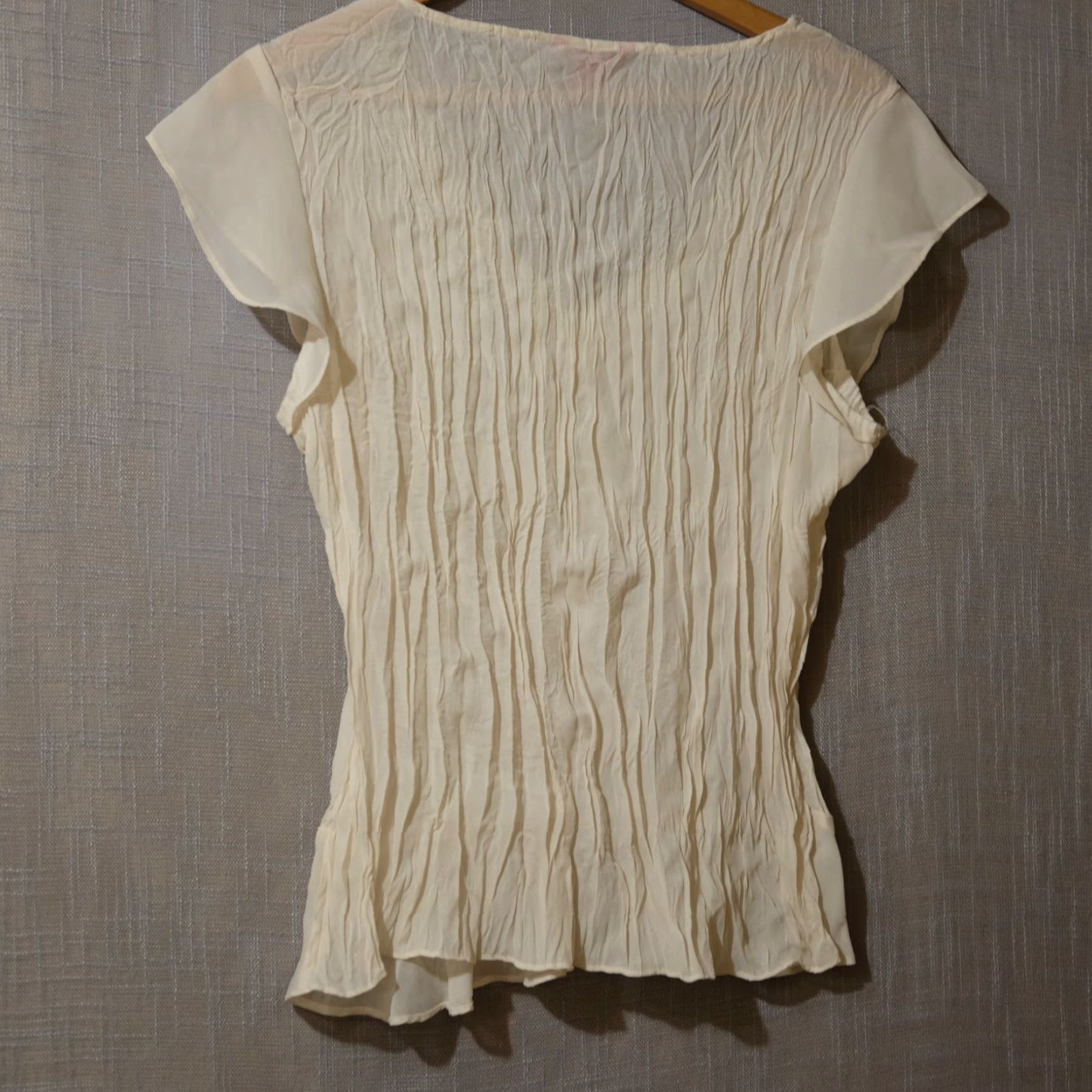 Vintage Sunny Leigh Ivory Sheer Ruffle Sleeveless Top Women XL Shirt Blouse Casual Party/Cocktail Travel Lightweight Chiffon 90s? Size XL / US 12-14 / IT 48-50 - 5 Thumbnail