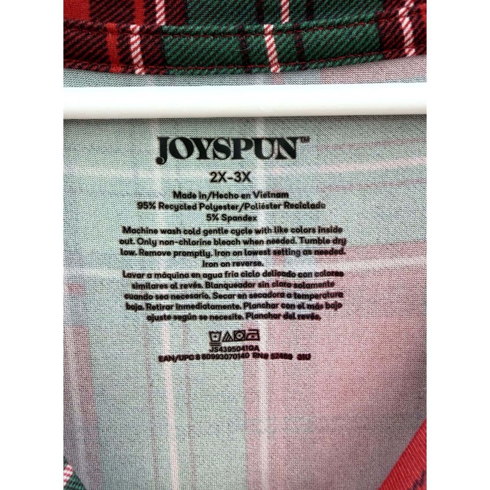 Vintage Joyspun Womens Pajama Nightgown Mumu 2X Holiday Plaid Short Sleeve Red Knit 2X Womens Nightgown Pajama Holiday Bar? Size ONE SIZE - 5 Thumbnail