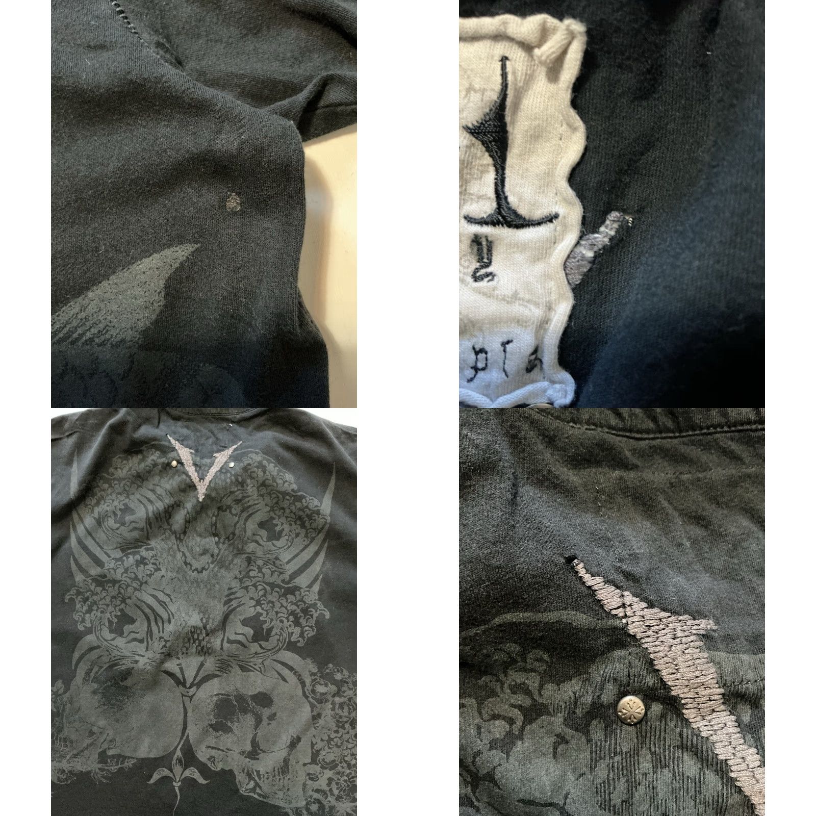 Vintage Civil Society Y2K For The People Koi Fish Skull Stud Cyber Grunge Polo Shirt XL Black Men Size US XL / EU 56 / 4 - 8 Thumbnail
