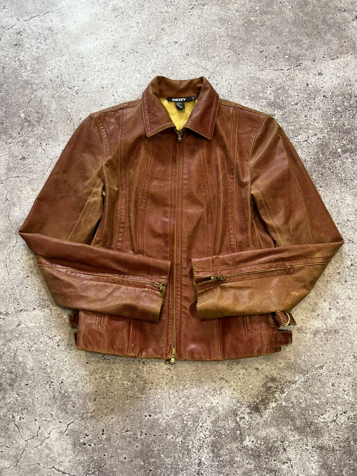 Donna Karan Nice design DKNY zipper leather biker jacket Like Hedi Size M / US 6-8 / IT 42-44 - 11 Thumbnail