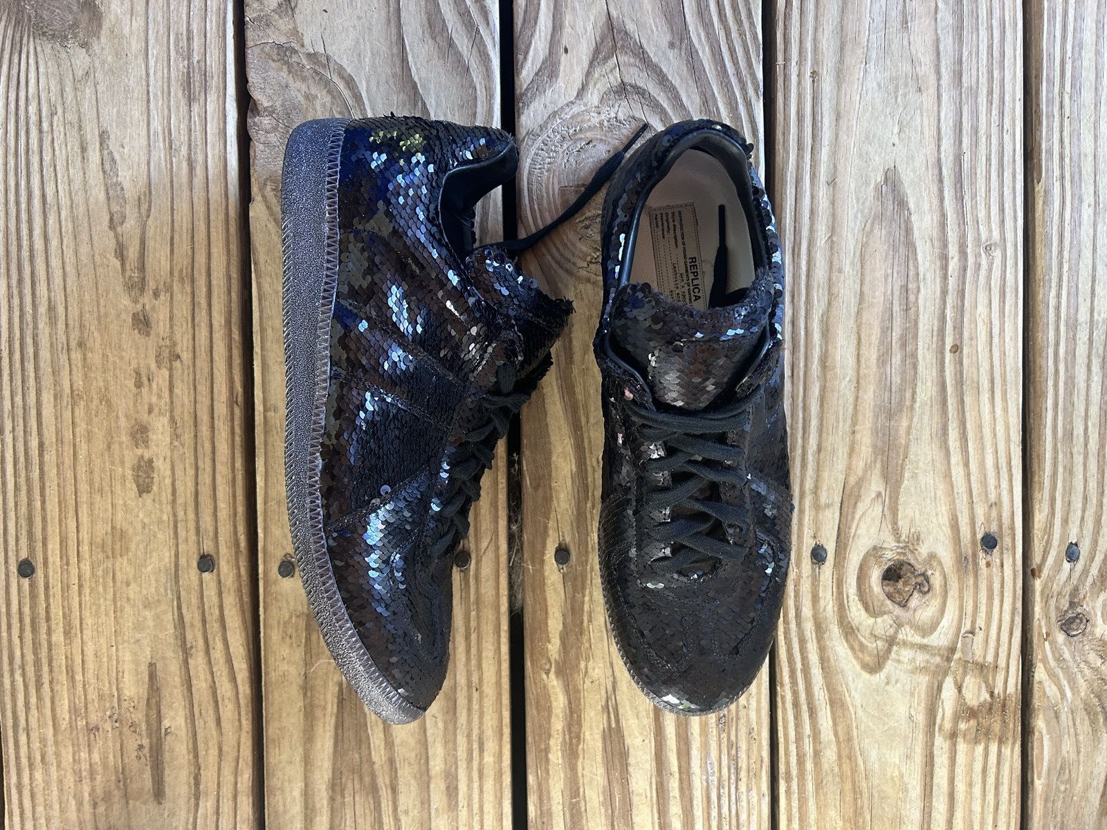 image of Maison Margiela Glitter Low Top Gat Designer Sneaker Italy in Black, Men's (Size 10)