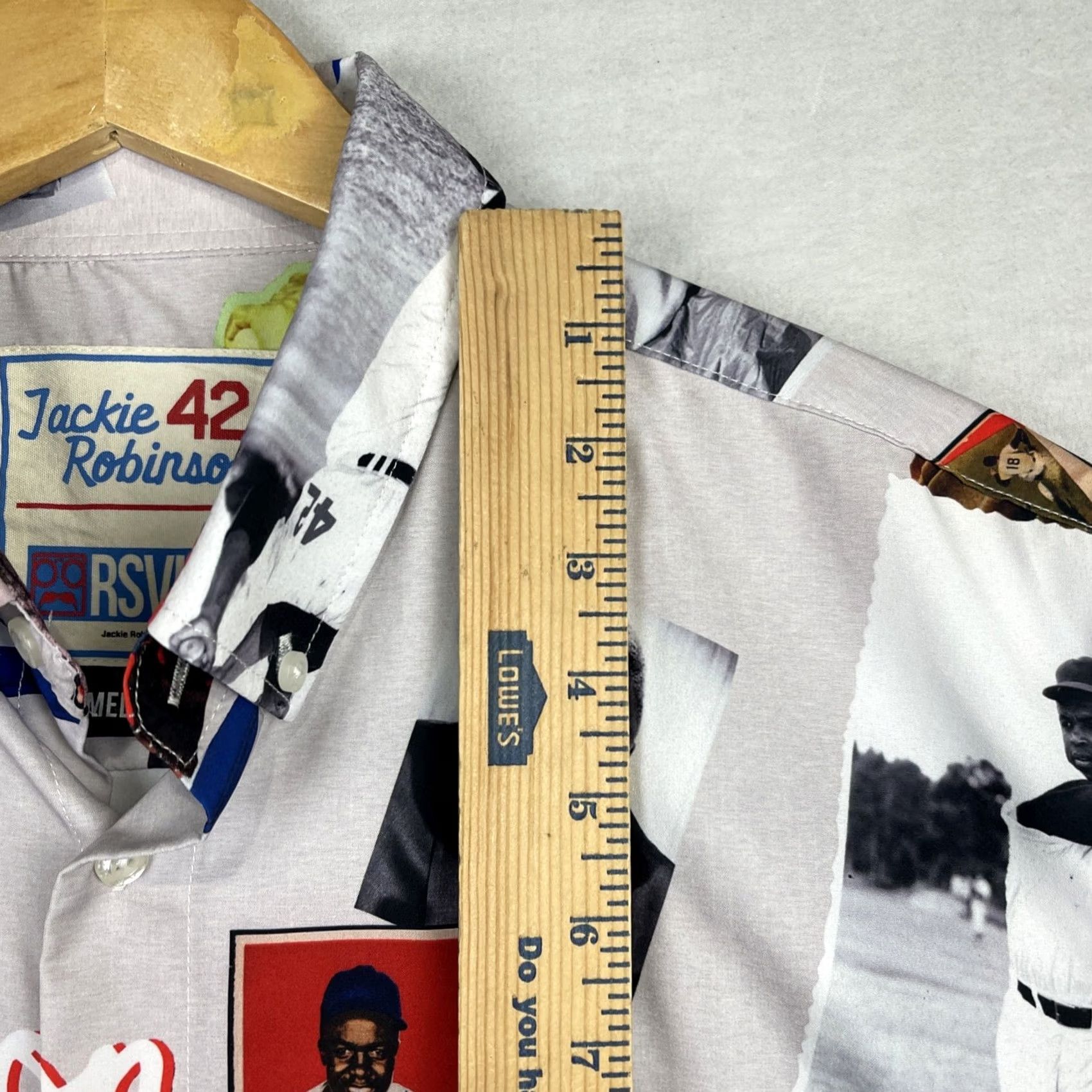 Vintage RSVLTS Jackie Robinson Shirt Mens Medium Gray Stretch Button Down Short Sleeve Shirt Size US M / EU 48-50 / 2 - 7 Thumbnail