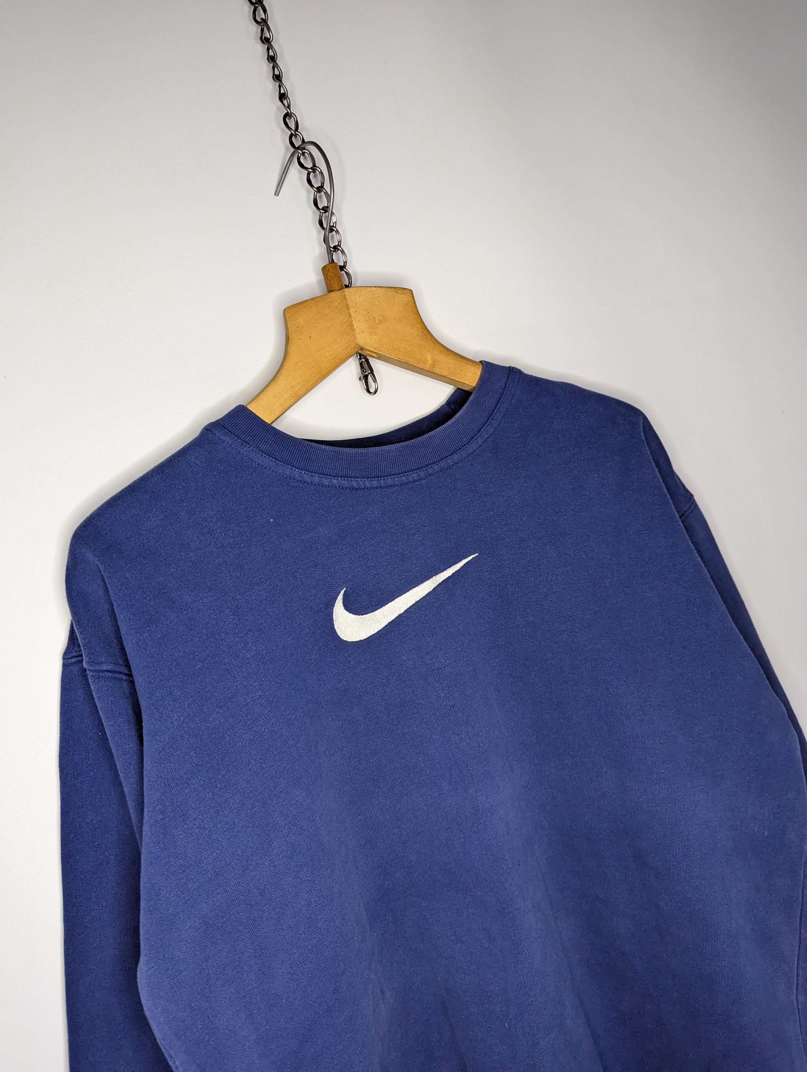 Nike × Vintage Women's Dark Blue Oversized Sweatshirt with Big Logo Swoosh Size M / US 6-8 / IT 42-44 - 4 Thumbnail