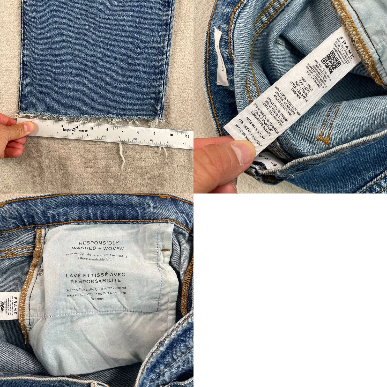 Frame FRAME Jeans Women Frame Le Jane Crop Raw Fray 36 Blue High Rise Designer Casual Bohemian 90s style Women Jeans Size 25" / US 0 / IT 36 - 8 Thumbnail