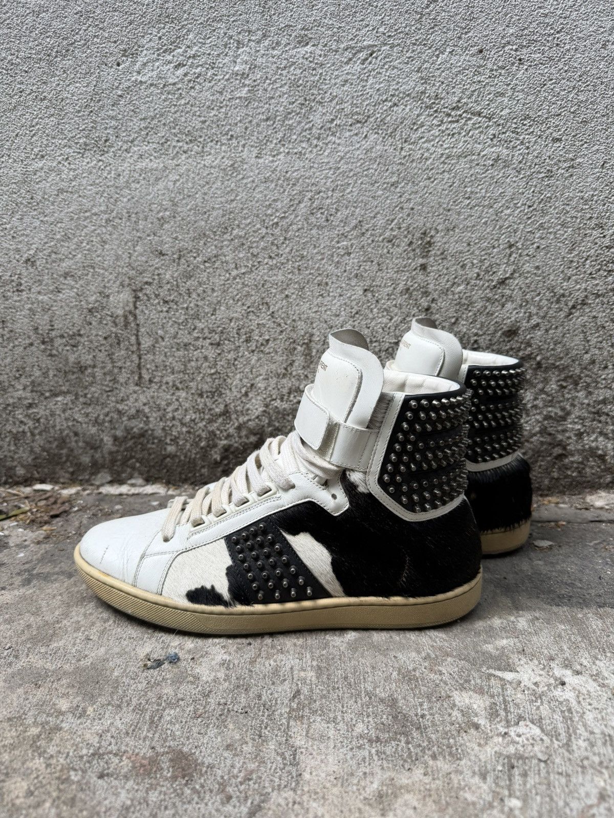 Saint Laurent Paris Saint Laurent FW14 Studded Calf Hair SL/14H high top sneaker Size US 7 / EU 40 - 2 Thumbnail