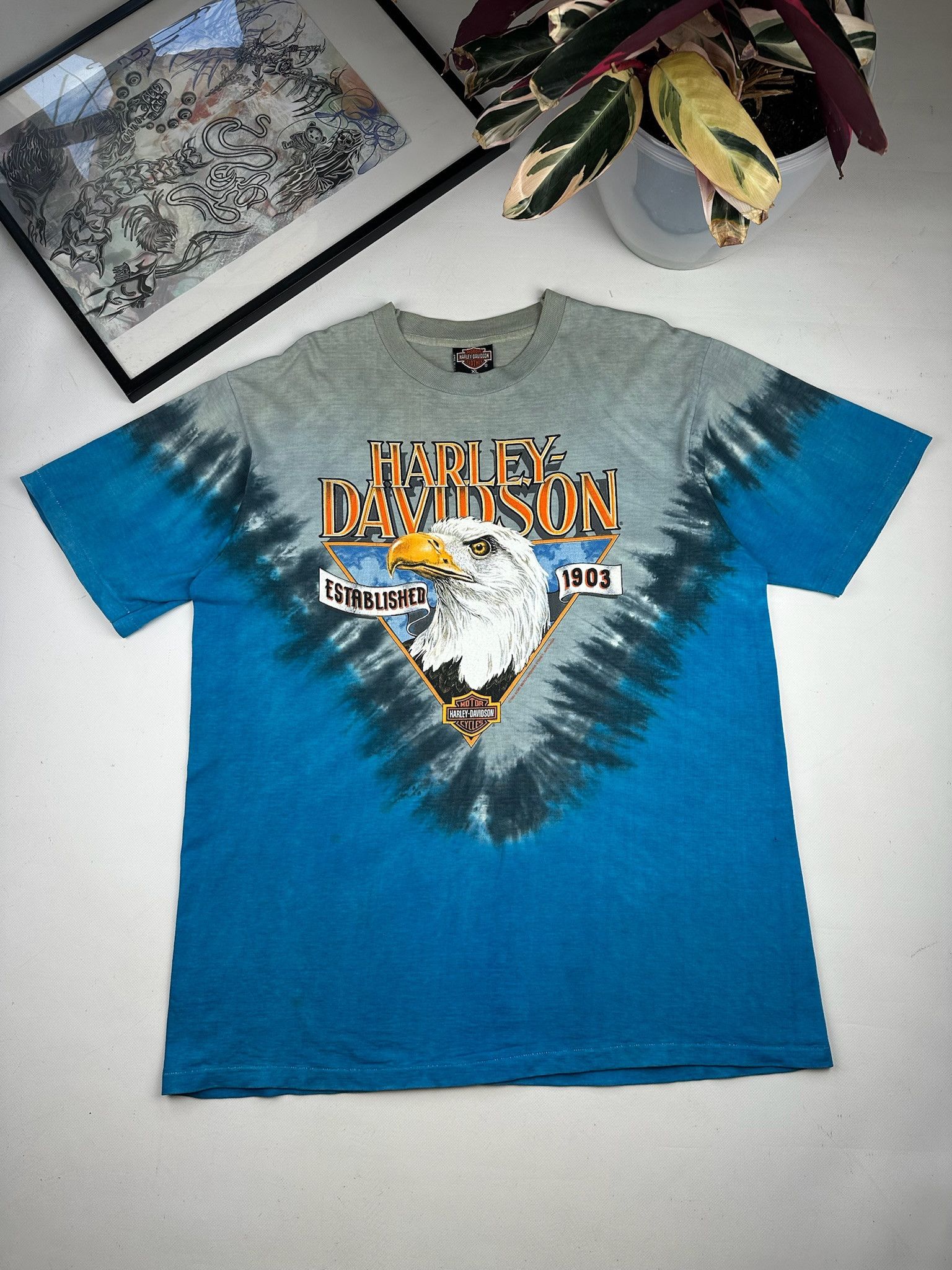 Harley Davidson Harley Davidson vintage t shirt 1992 eagle Size US XL / EU 56 / 4 - 1 Thumbnail