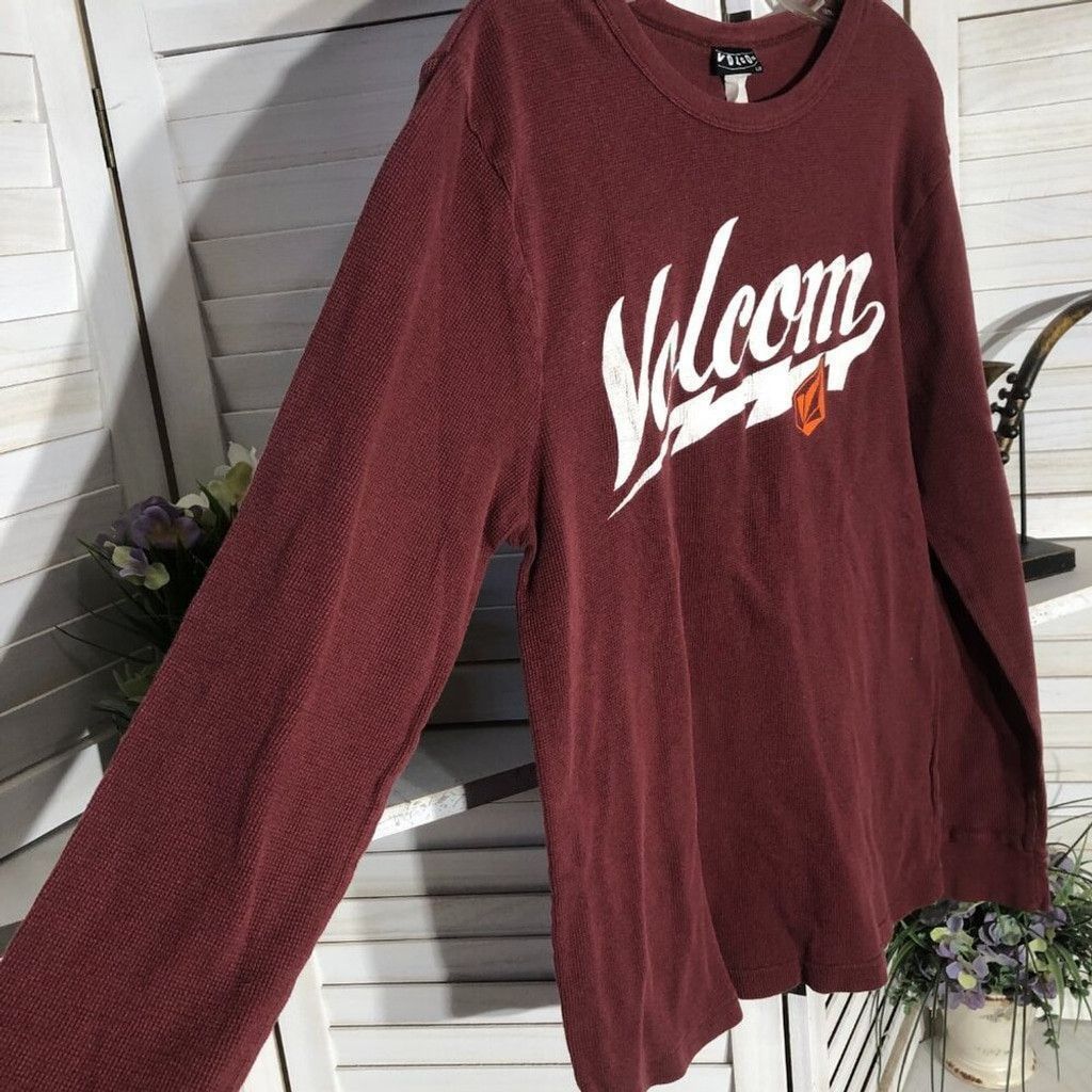 Volcom Y2K Volcom logo shirt long sleeves cotton dark wine color L Size US L / EU 52-54 / 3 - 4 Thumbnail