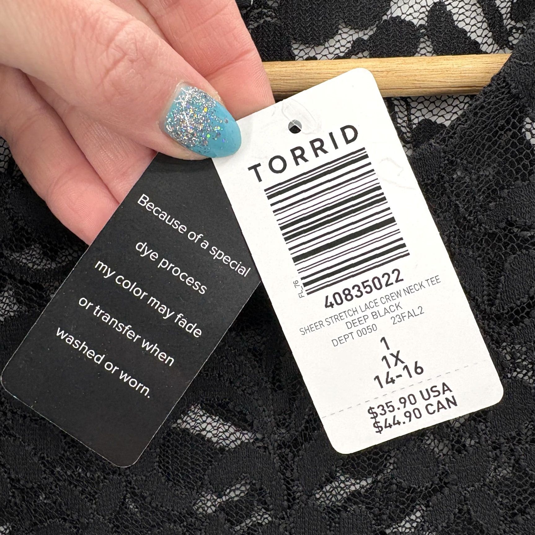 Torrid Torrid Shirt Womens 1X Black Sheer Stretch Lace Floral Crew Neck Tee Whimsy Goth Size XL / US 12-14 / IT 48-50 - 4 Thumbnail