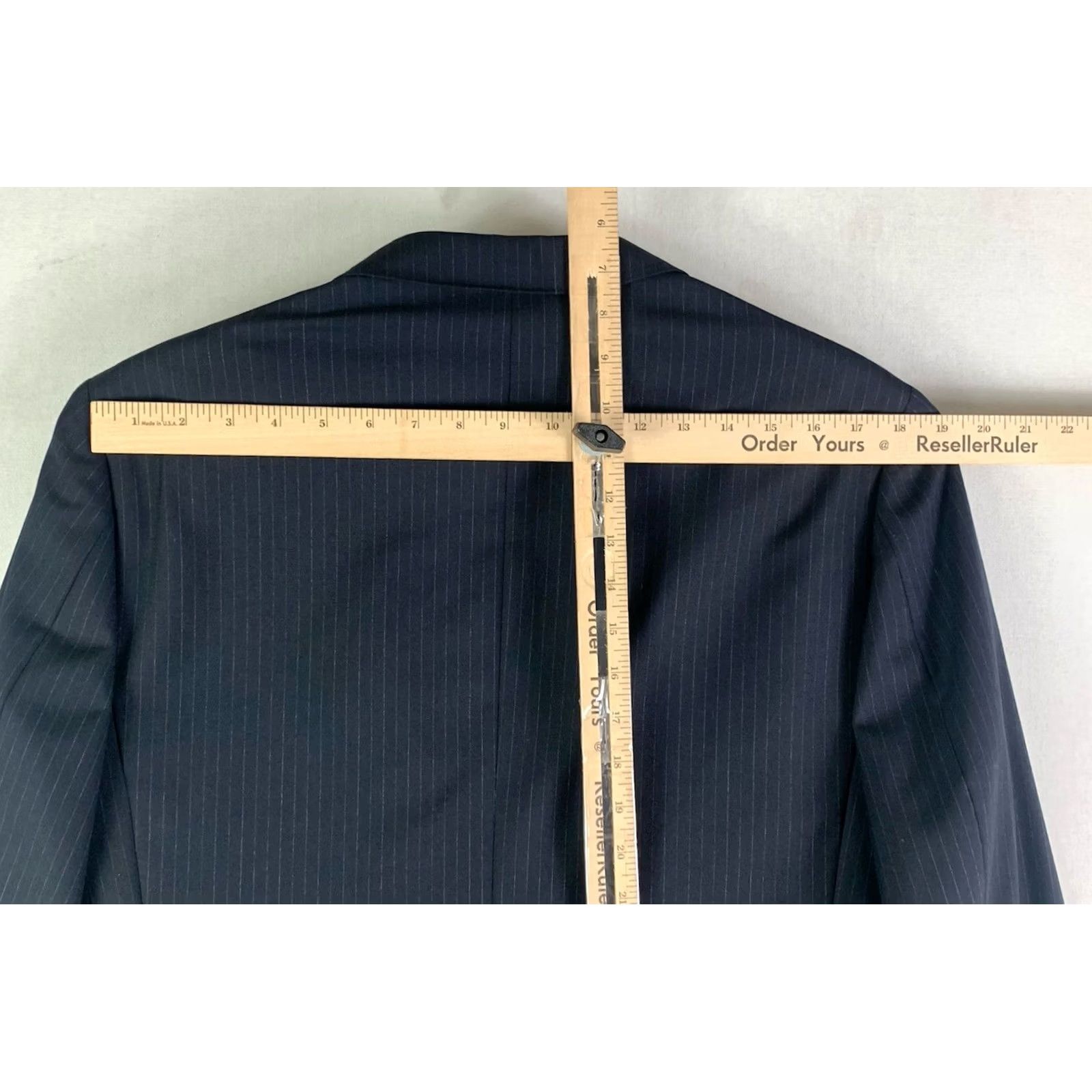 J.Crew J.CREW Ludlow Suit Jacket Men 40R Slim Super 120 Wool Black Pinstripe Notch Lapel Two-Button Single-Breasted Regular Fit Dress Coat Jacket Size 40R - 6 Thumbnail