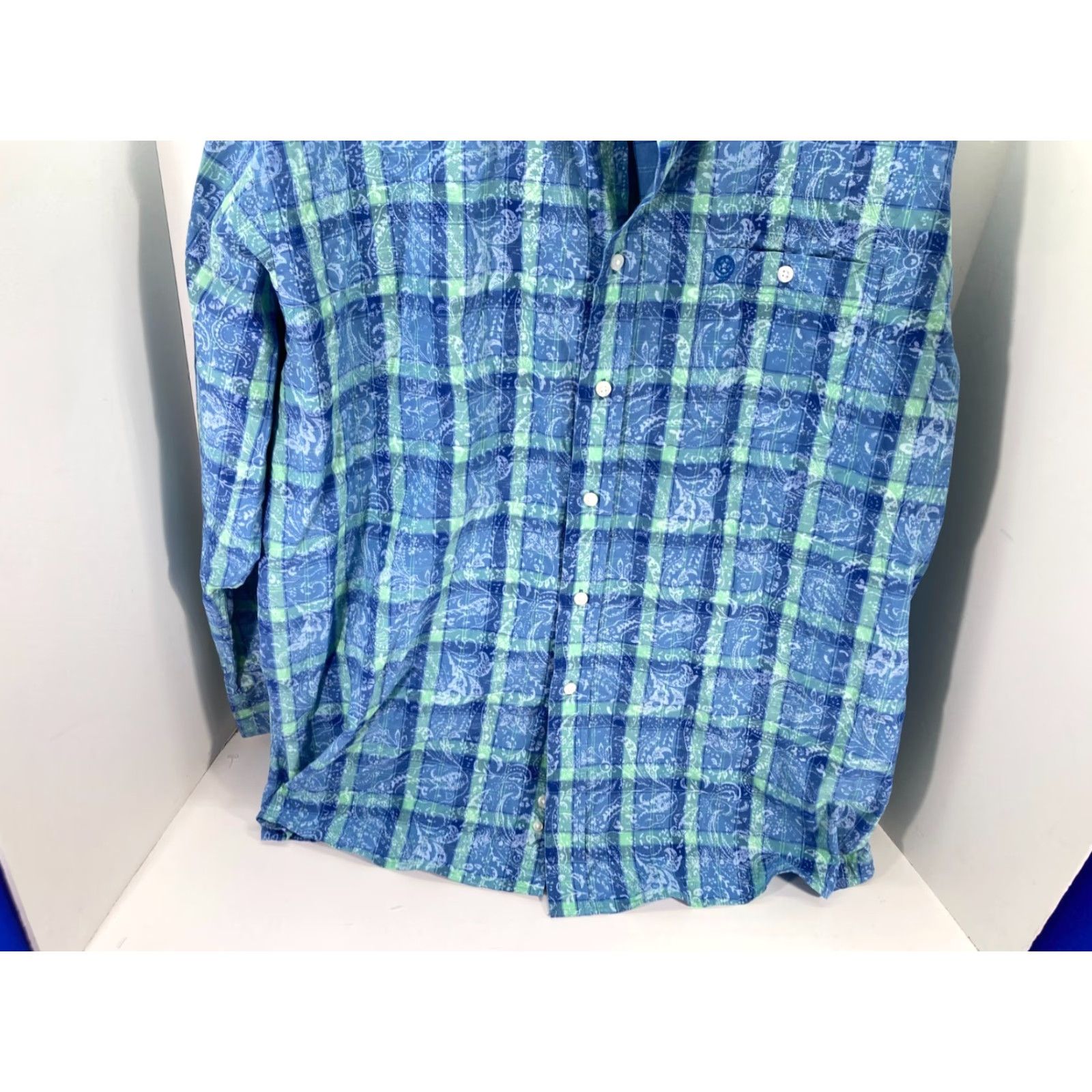 Wrangler Wrangler George Strait Button-Down Shirt Mens 2XL Blue Plaid Paisley Long Sleeve Size US XXL / EU 58 / 5 - 5 Thumbnail