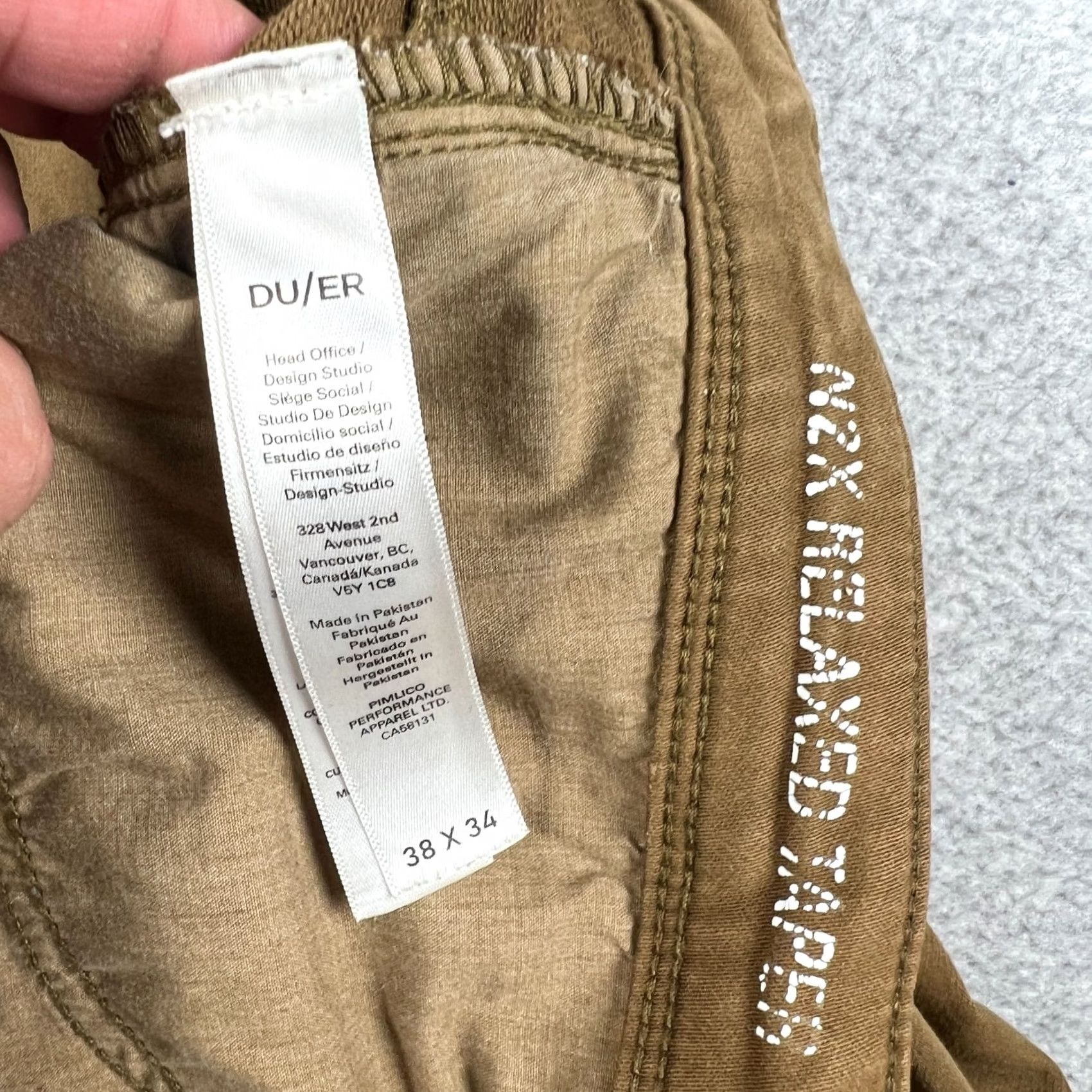 DUER DU/ER Mens Beige Chino Pants N2X Slim Fit Taper Stretch 38x32 Casual Workwear Comfort Size US 38 / EU 54 - 3 Thumbnail