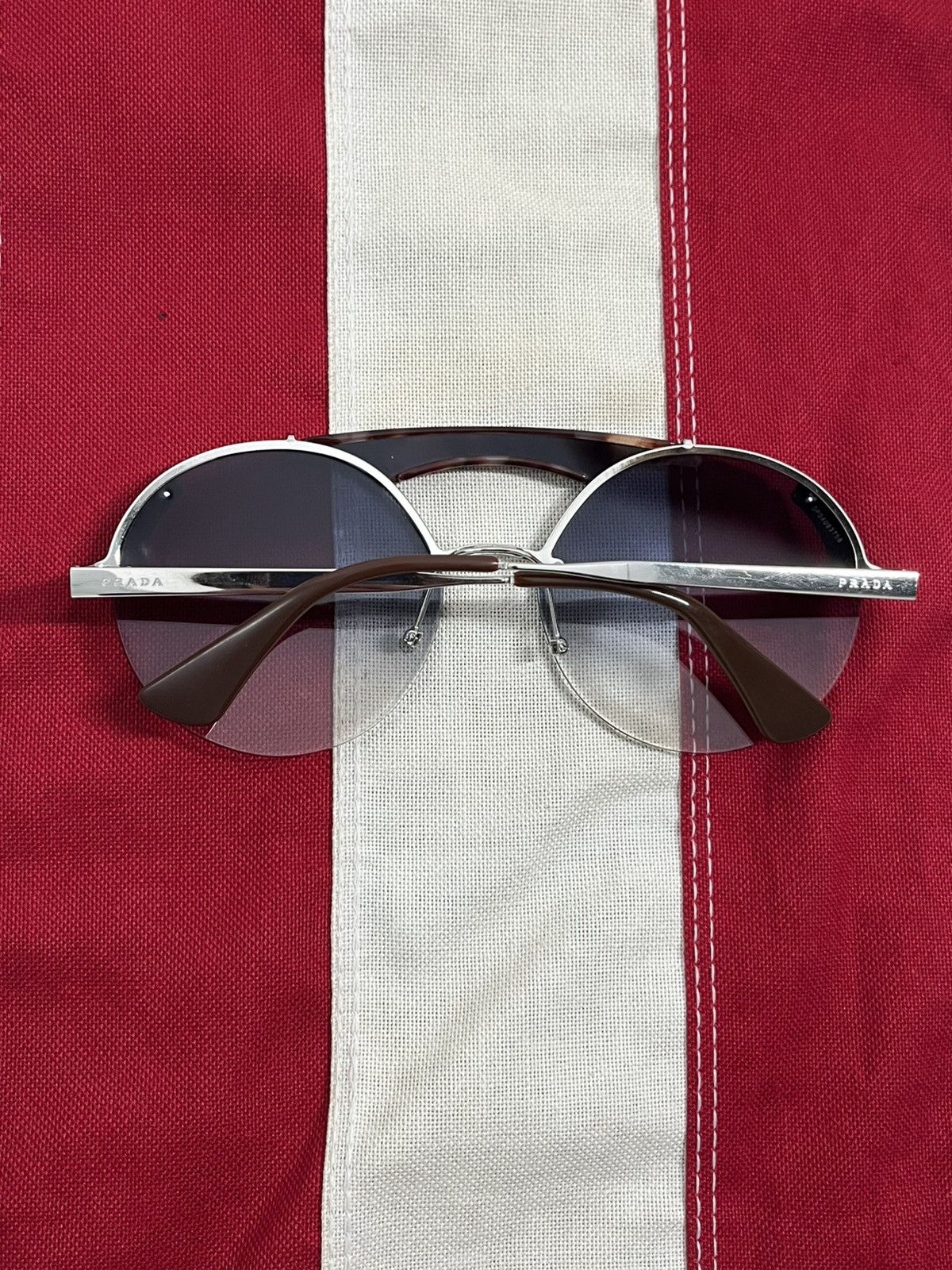 Prada Prada SPR 52U Semi-Rimless Aviator Sunglasses Size ONE SIZE - 9 Thumbnail