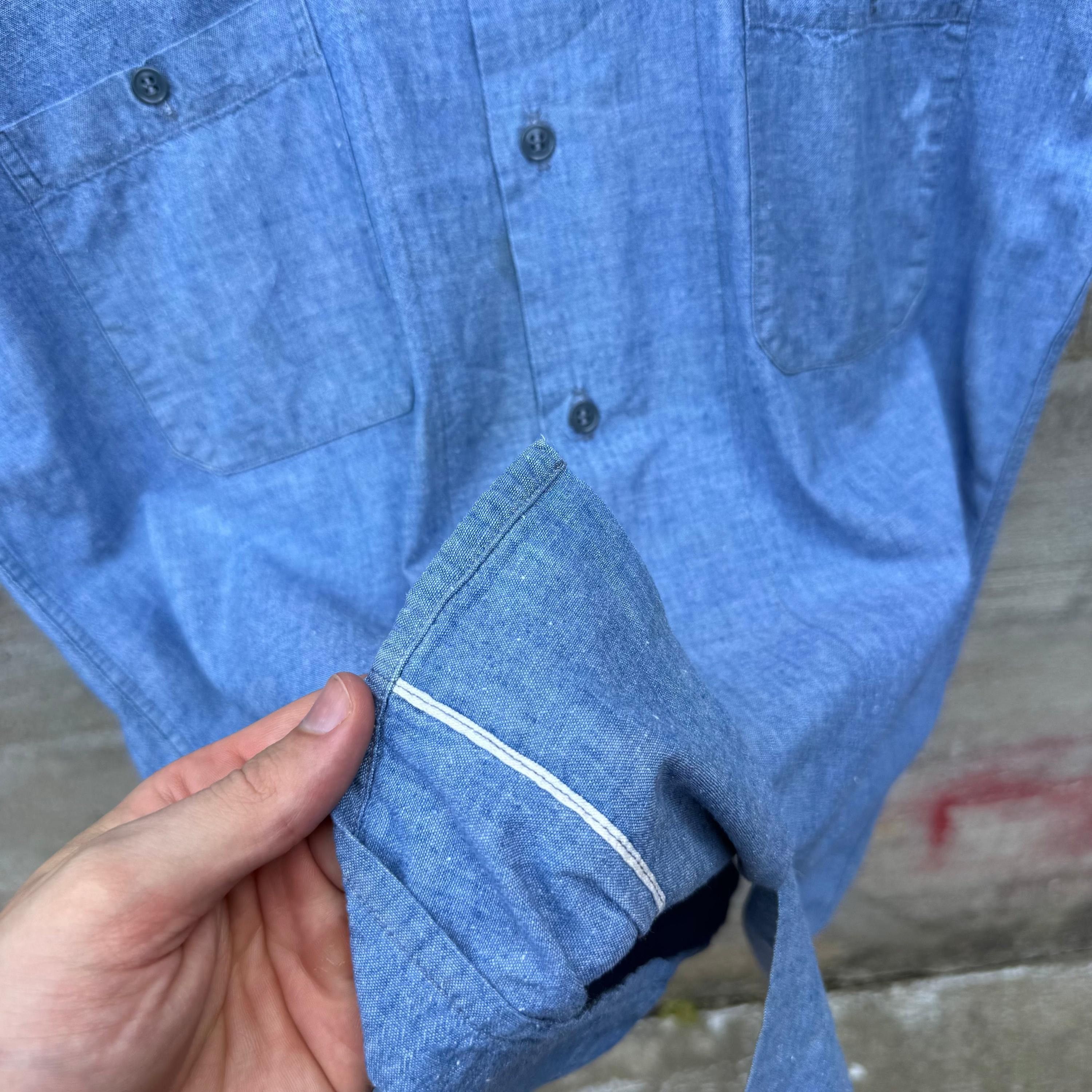 Vintage 60's USN Chambray Short Sleeve Selvedge Button Down Shirt Size US M / EU 48-50 / 2 - 3 Thumbnail