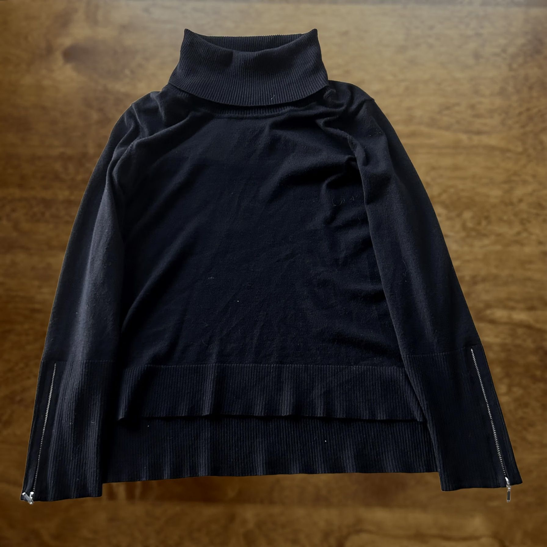 Vintage Cable & Gauge Sweater Womens Large Black Turtleneck Zip Cuff Knit Pullover Size L / US 10 / IT 46 - 1 Thumbnail