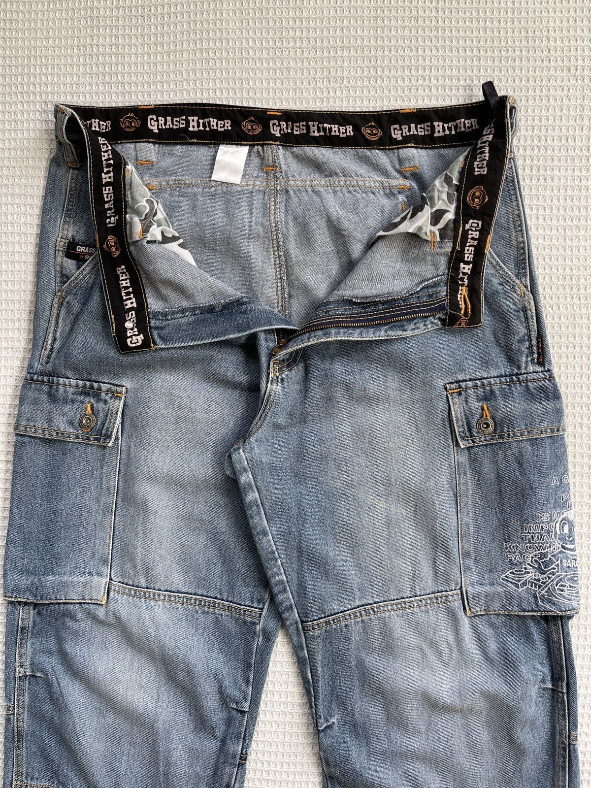 Southpole Last Drop🔥Rare🔥GRASS HITHER Cargo Multipocket Jeans Size US 37 - 8 Thumbnail