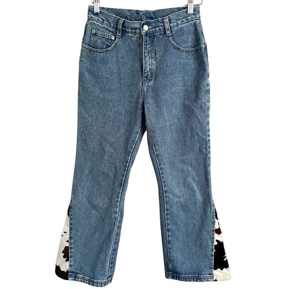 Vintage Vintage Y2K Flare Jeans w/ Cow Print Faux Fur Trim - 28" Size 28" / US 6 / IT 42 - 3 Thumbnail