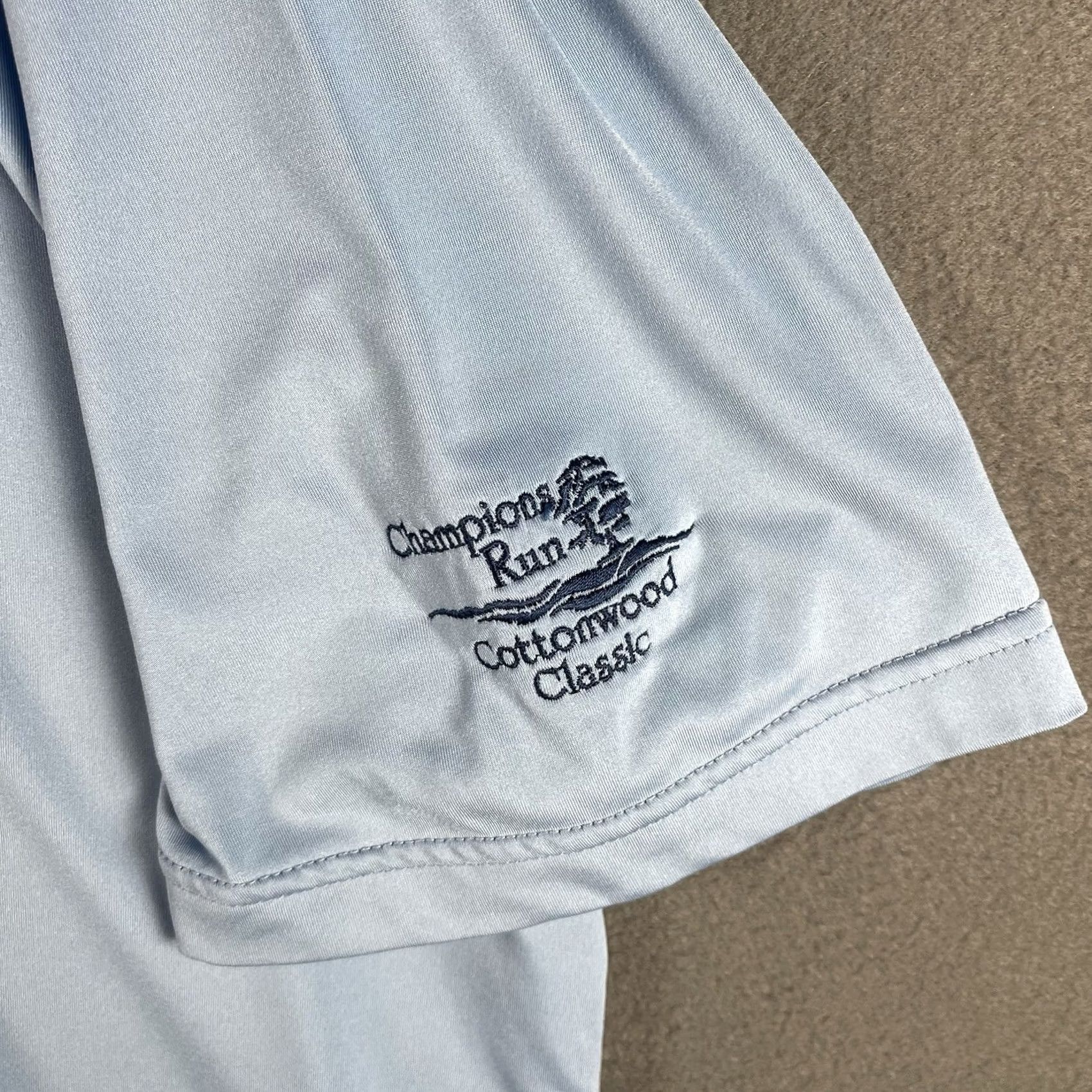 Peter Millar Peter Millar Summer Comfort Polo Shirt XL Blue Champions Run Cottonwood Logo Embroidered Short Sleeve Polo Men Regular Fit Sports Golf Shirt Size US XL / EU 56 / 4 - 4 Thumbnail