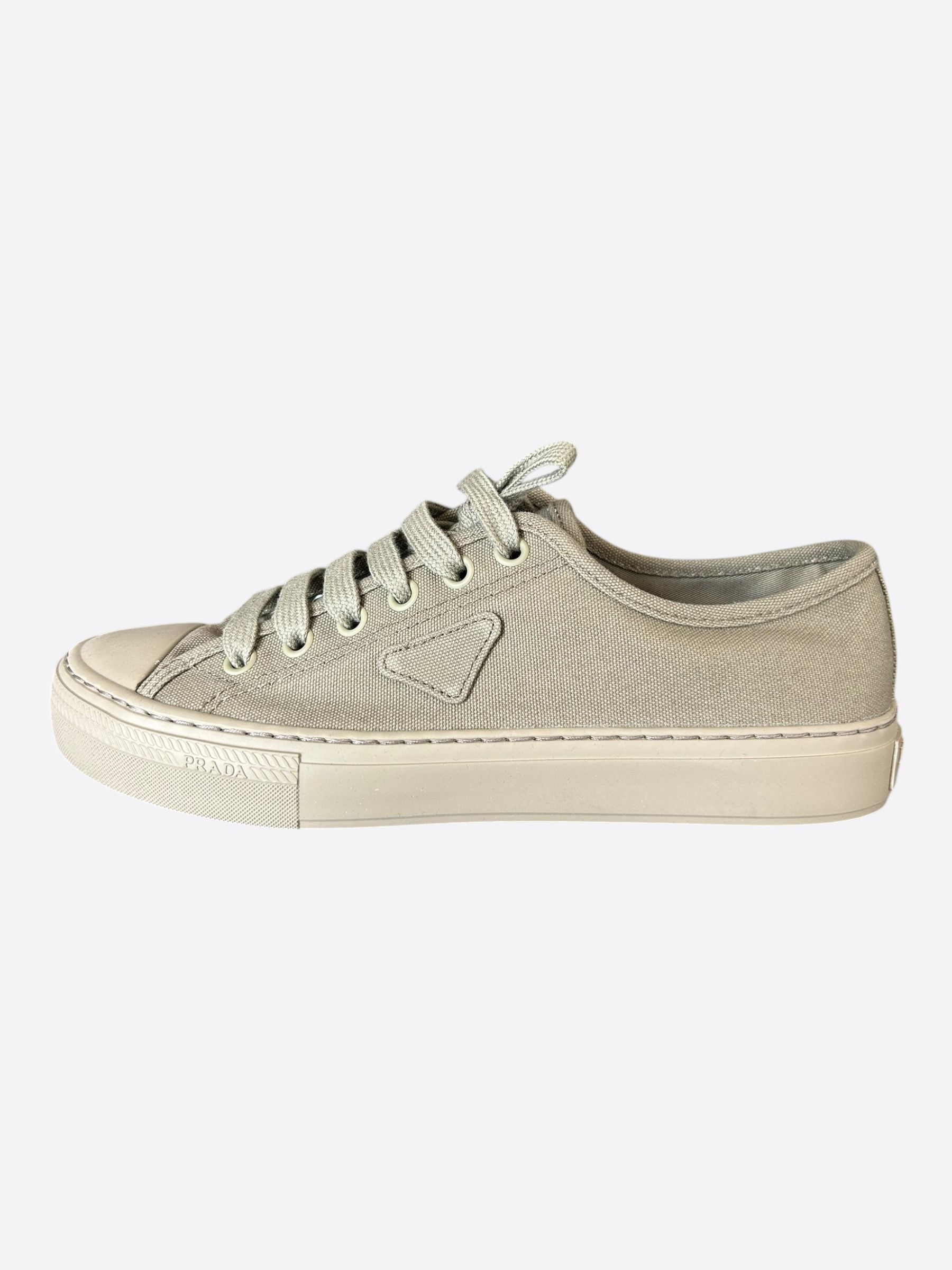 Prada Prada Olive Triangle Logo Canvas Sneakers Size US 8.5 / EU 41-42 - 3 Thumbnail