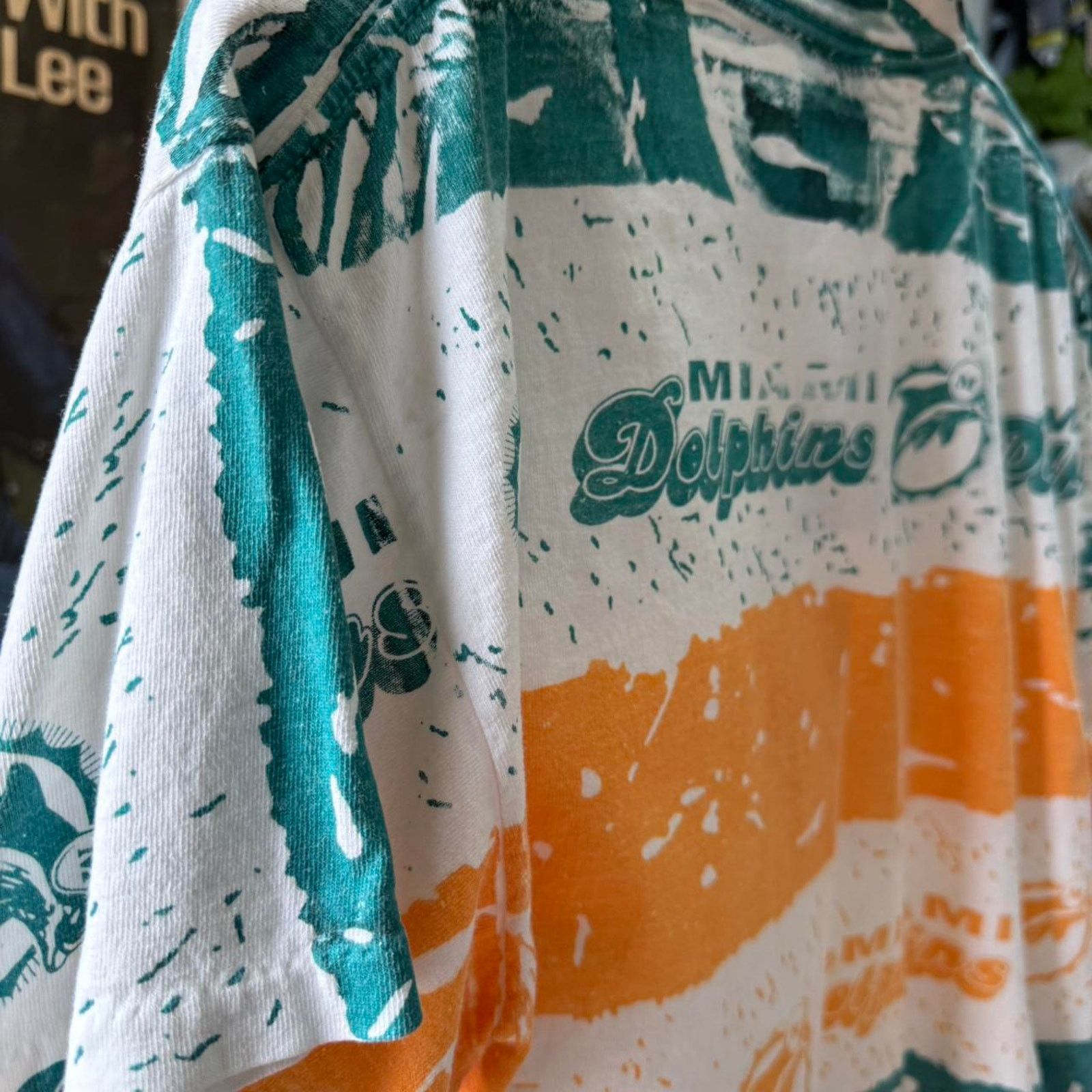NFL × Vintage Vintage 90s Miami Dolphins NFL All Over Print T-Shirt Size US L / EU 52-54 / 3 - 8 Thumbnail