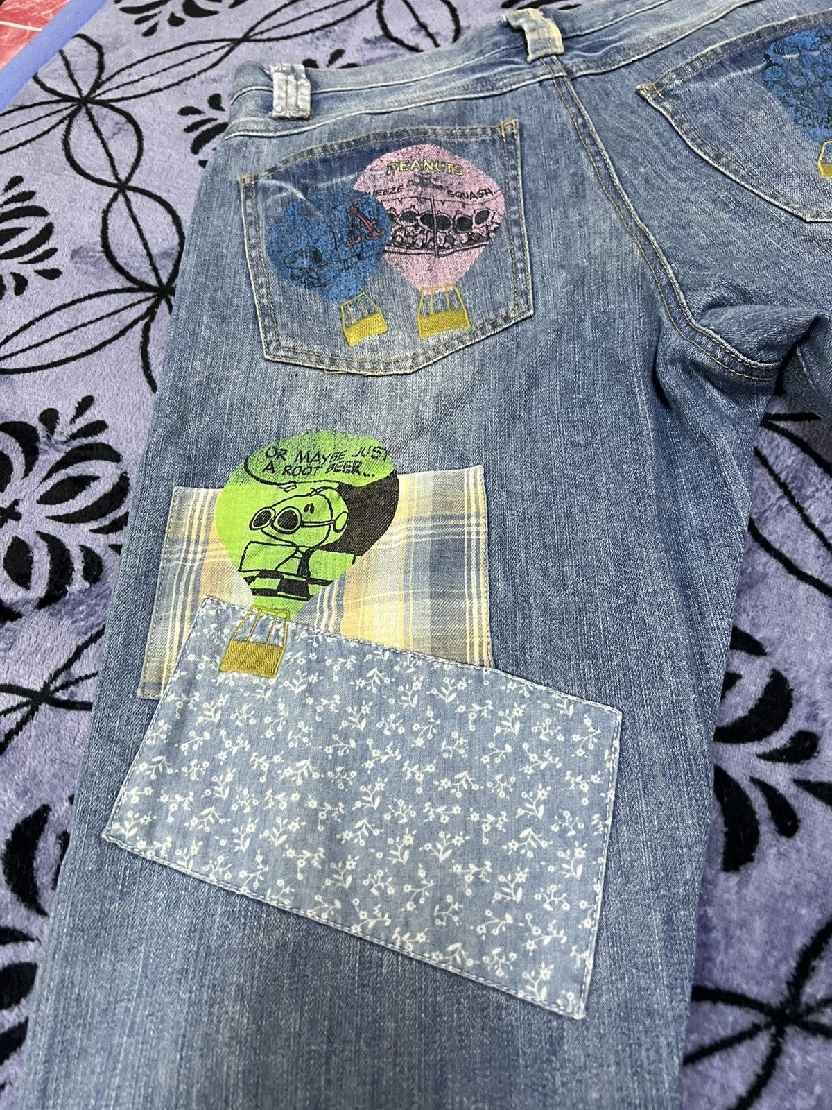 Peanuts × Vintage Peanuts Patchwork Jeans Size 30" / US 8 / IT 44 - 10 Thumbnail