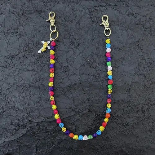 Jewelry Colorful Skull Beaded Wallet Chain, Belt Chain, Pants Chain Size ONE SIZE - 5 Thumbnail