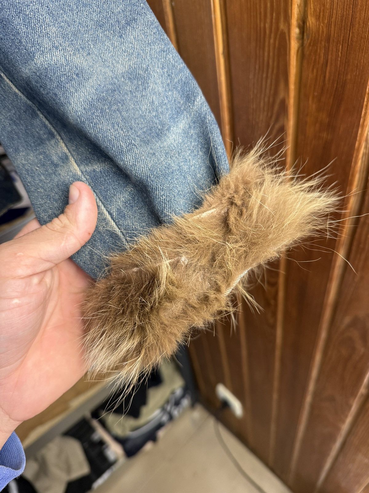 If Six Was Nine Y2K Denim Faux Fur Trim Jacket Distressed Washed Jean Size M / US 6-8 / IT 42-44 - 15 Thumbnail