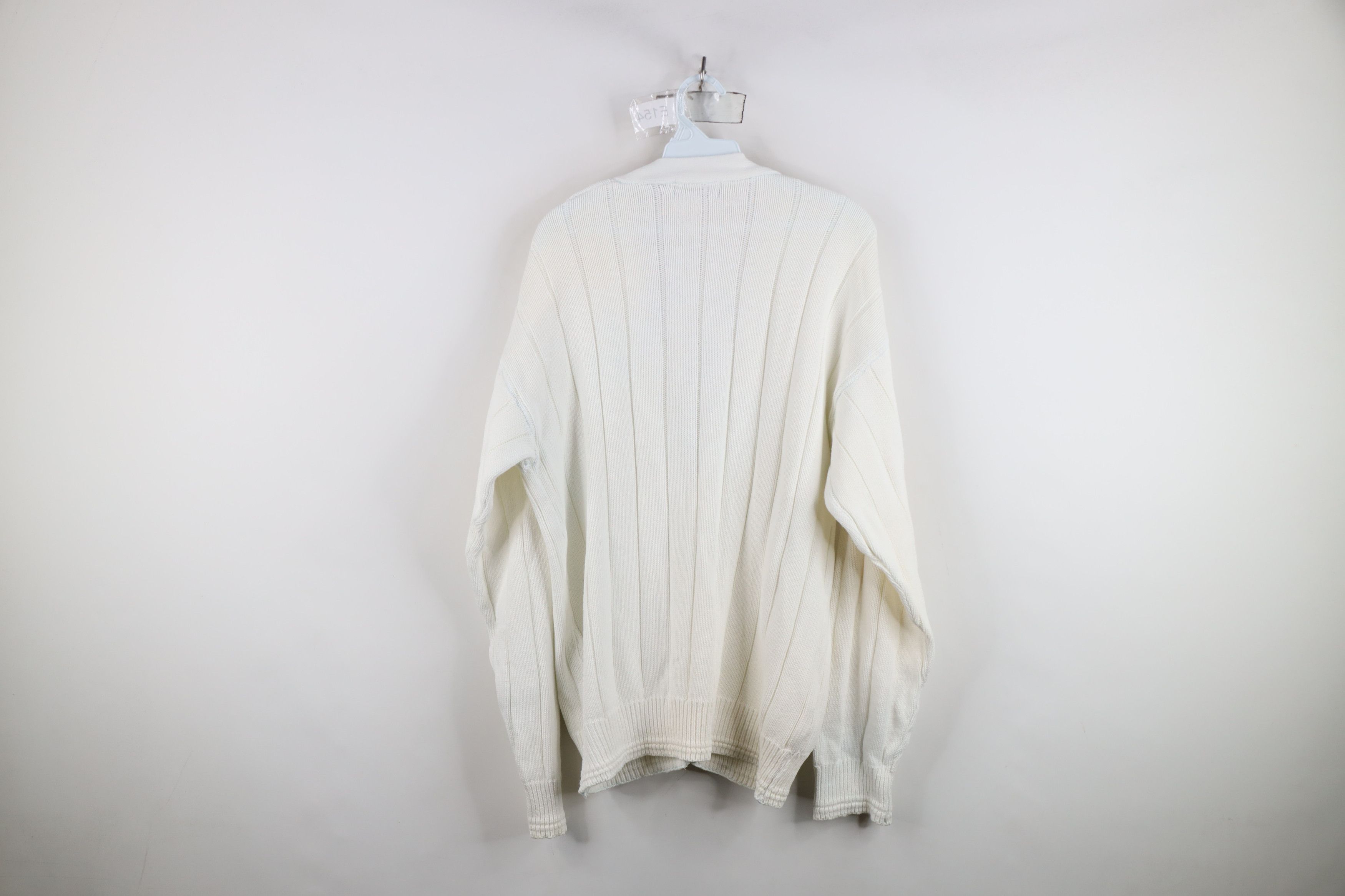 Vintage Vintage 90s Streetwear Ribbed Knit Cardigan Sweater White Size US M / EU 48-50 / 2 - 10 Thumbnail