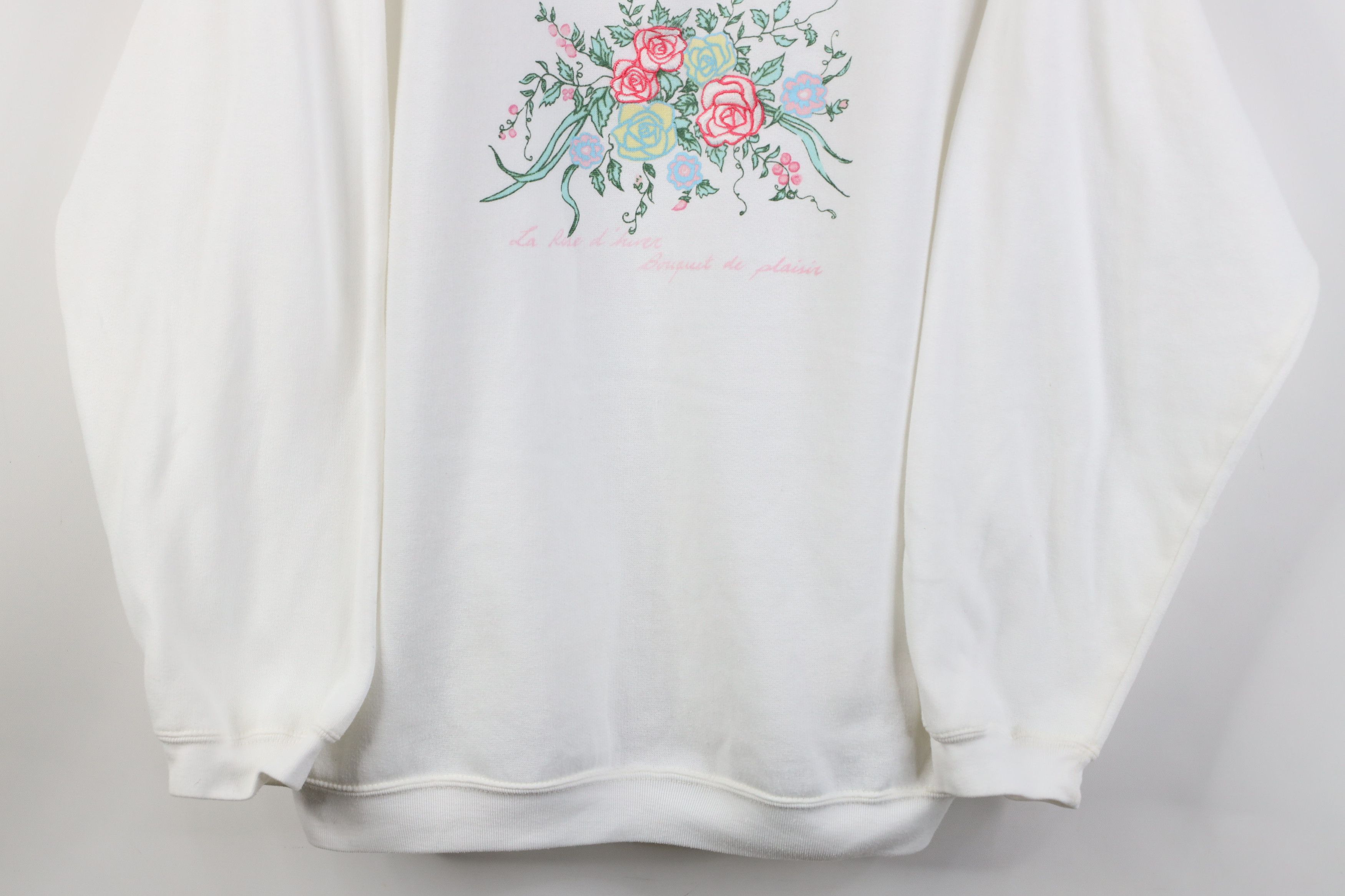 Vintage Vintage 90s Streetwear Floral Layered Sweatshirt White Size XL / US 12-14 / IT 48-50 - 3 Thumbnail