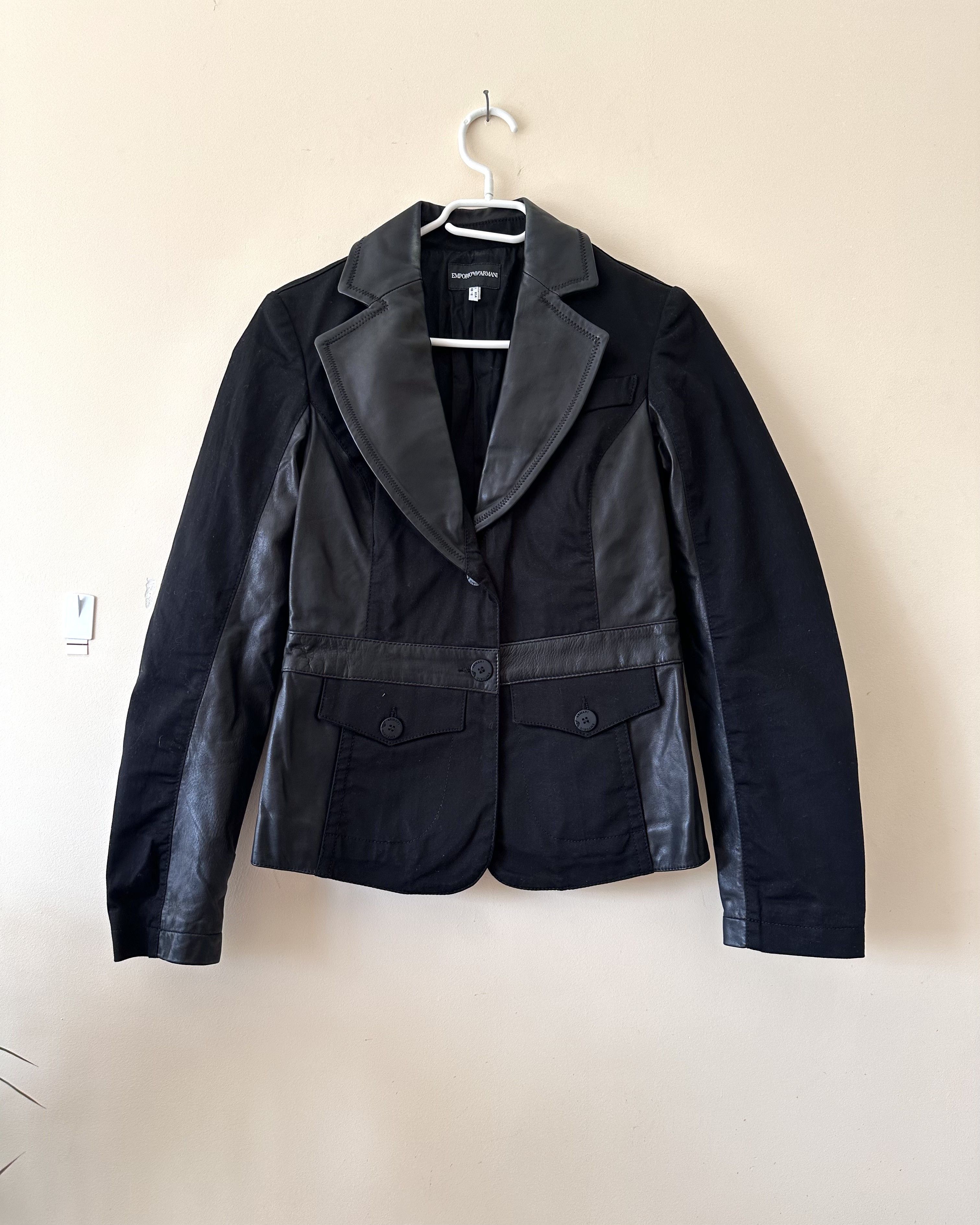 Emporio Armani women leather jacket striped