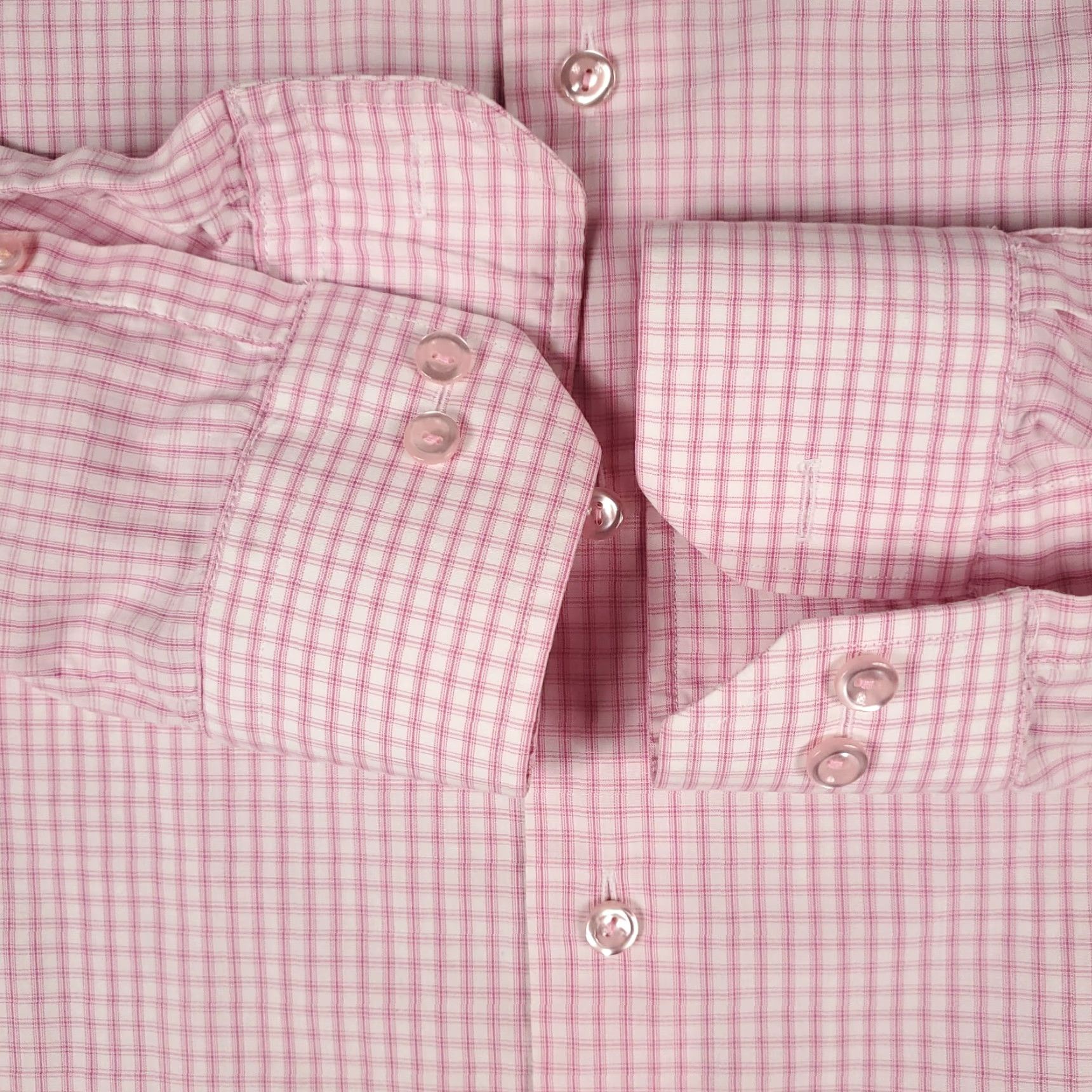 Eton Eton Shirt Mens 16.5 42 Pink Check Dress Shirt Long Sleeve Button Up Contemporary/Classic Size 46R - 5 Thumbnail