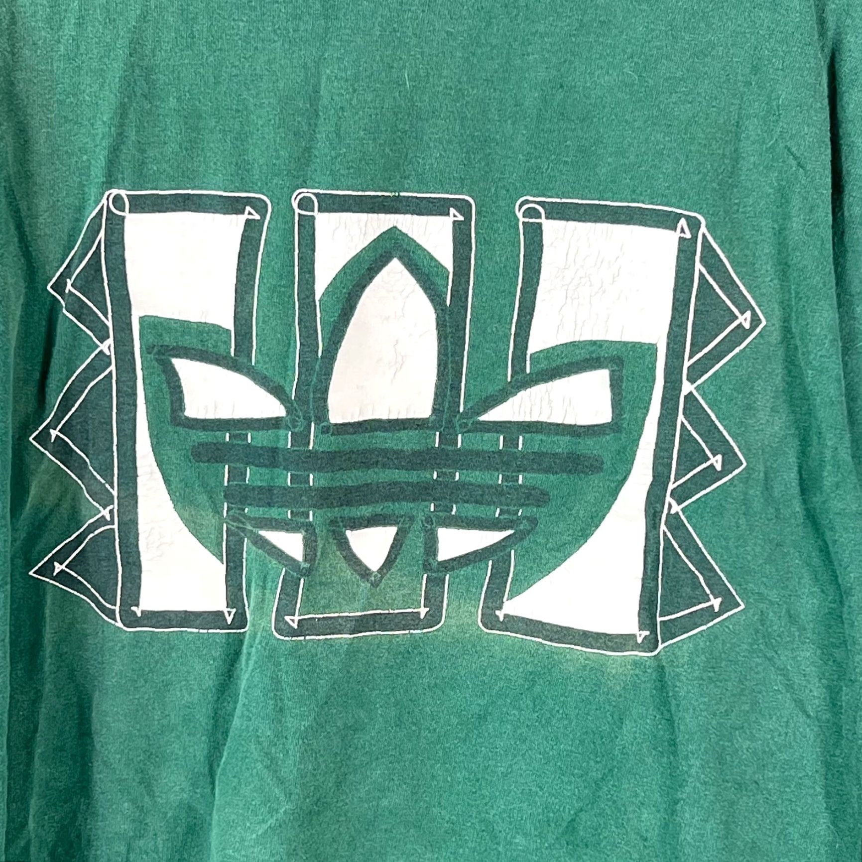 Adidas Adidas T-Shirt Mens Short Sleeve Graphic Green Large Crew Neck 100% Cotton Everyday Casual USA Brand Mens Size US L / EU 52-54 / 3 - 3 Thumbnail