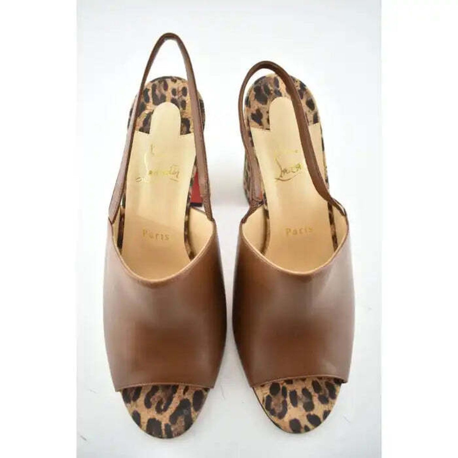 Christian Louboutin Pigasling 85 Brown Leopard Rio Slingback Block Heel Pump 36 Size US 6 / IT 36 - 4 Thumbnail