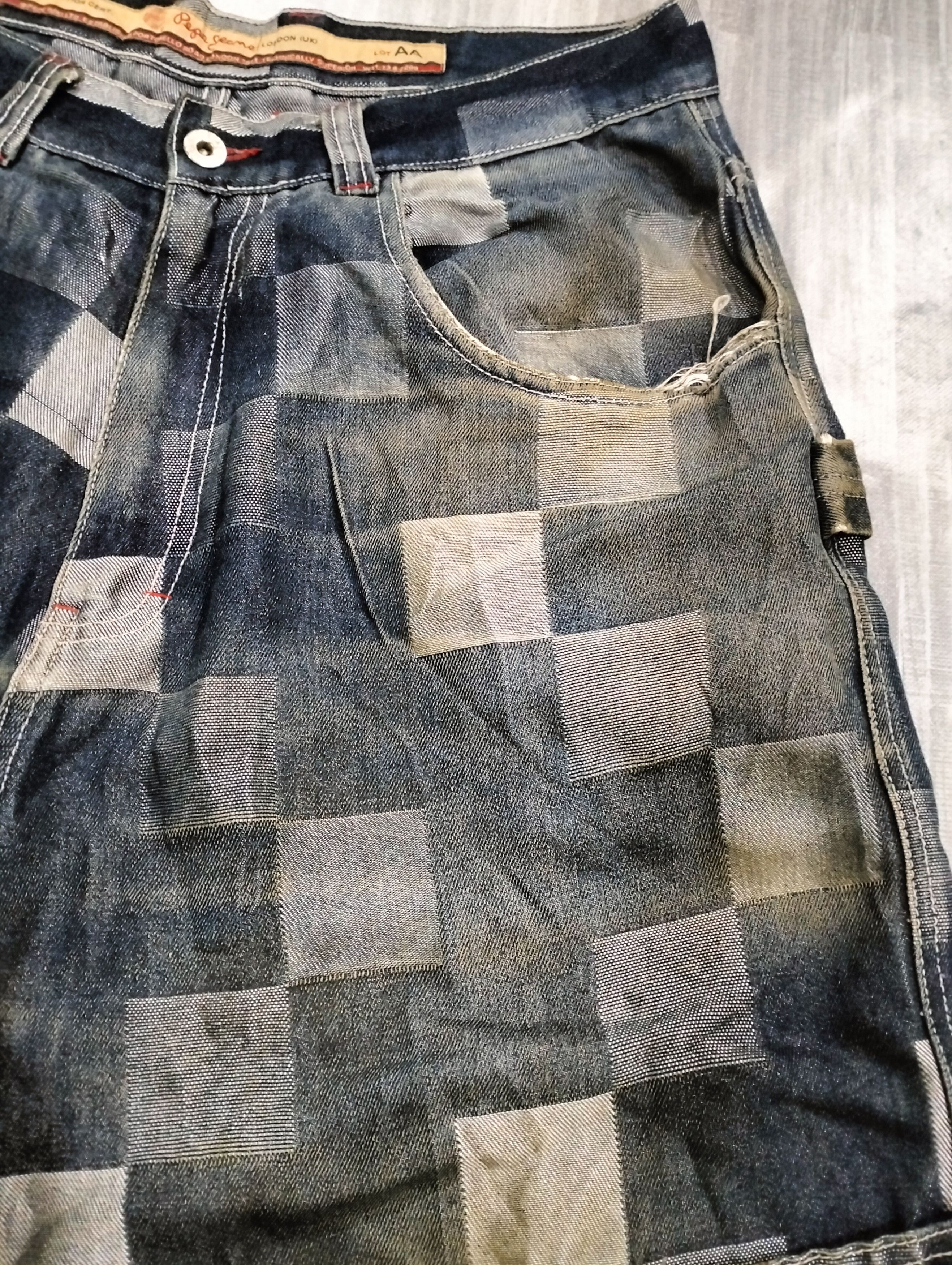 Pepe Jeans Pepe Jeans Baggy Pants Patchwork Design Distressed Pants Size US 35 - 9 Thumbnail