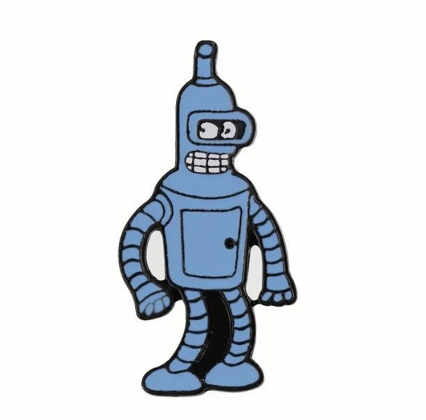 Band Tees Futurama Bender enamel pin Matt Groening Simpsons Cartoon Size ONE SIZE - 1 Thumbnail