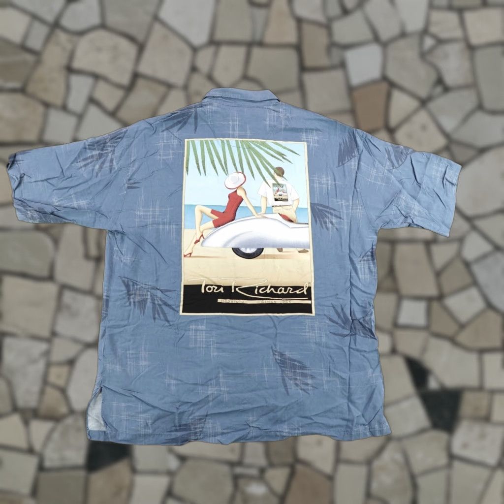Tori Richard VINTAGE Tori Richard Men's Shirt Small Blue Palm Print Rayon Hawaiian Aloha Beach Casual Vacation Size US S / EU 44-46 / 1 - 1 Thumbnail