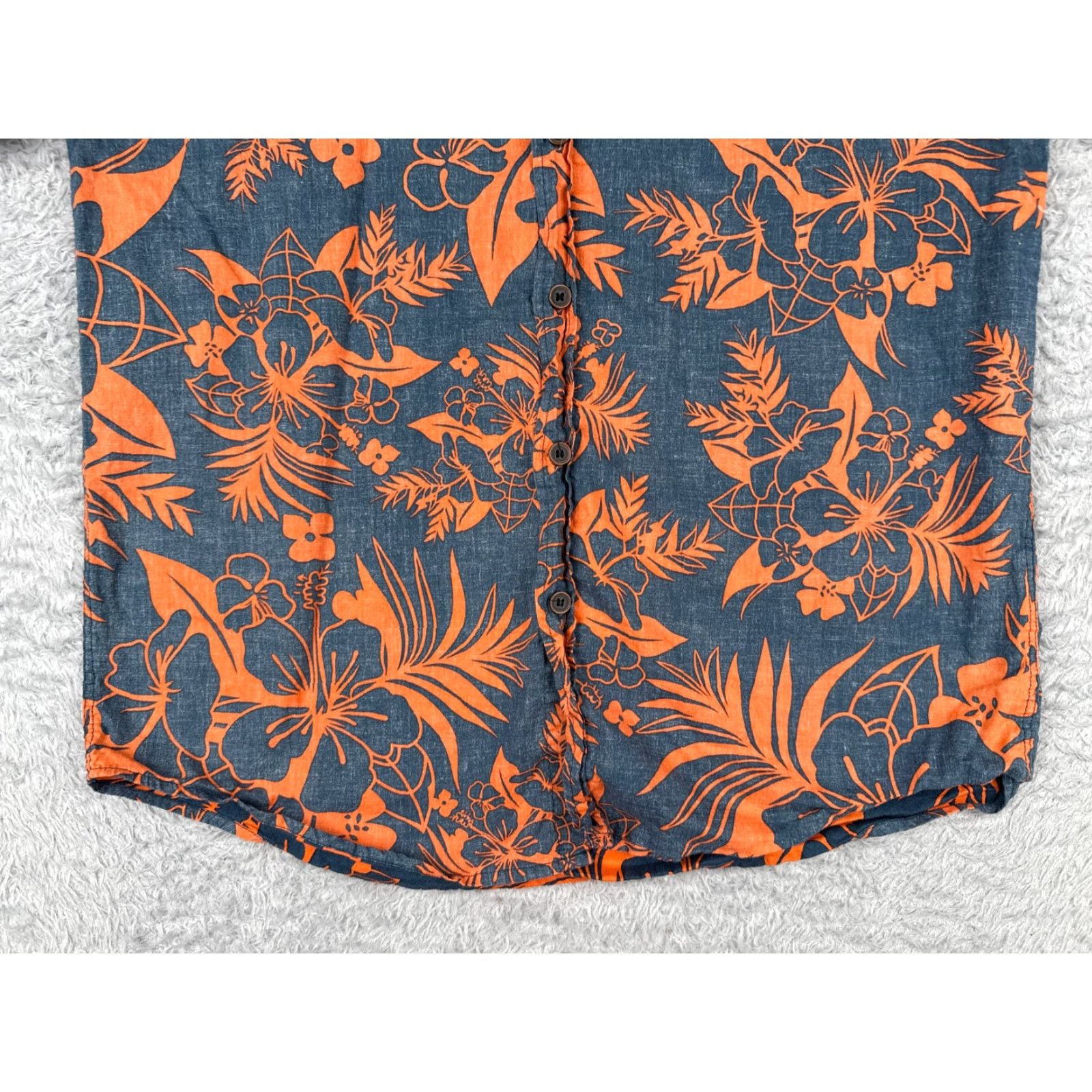 Vintage Retro Fit Shirt Men Medium Gray Orange Floral Leaf 100% Cotton Hawaiian Size US M / EU 48-50 / 2 - 5 Thumbnail