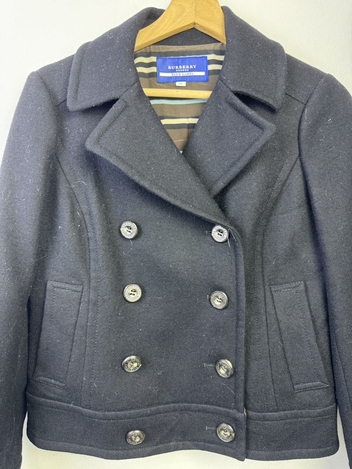 Burberry Burberry Blue Label navy double-breasted peacoat. Size L / US 10 / IT 46 - 4 Thumbnail