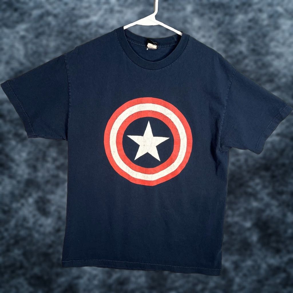 Vintage VINTAGE Marvel Captain America T Shirt Adult Large Men Blue Graphic Tee 90s, Men L, Short Sleeve, Cotton, Regular, Sportswear/Beach Size US L / EU 52-54 / 3 - 1 Thumbnail
