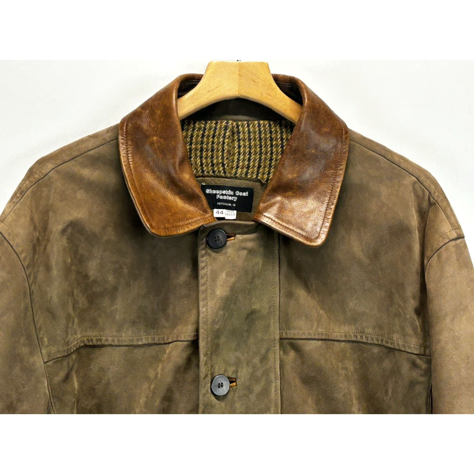 Vintage VINTAGE Sheepskin Coat Factory Leather Chore Coat Men 44 Brown USA Lined Mid-Length Heavy Size US S / EU 44-46 / 1 - 3 Thumbnail