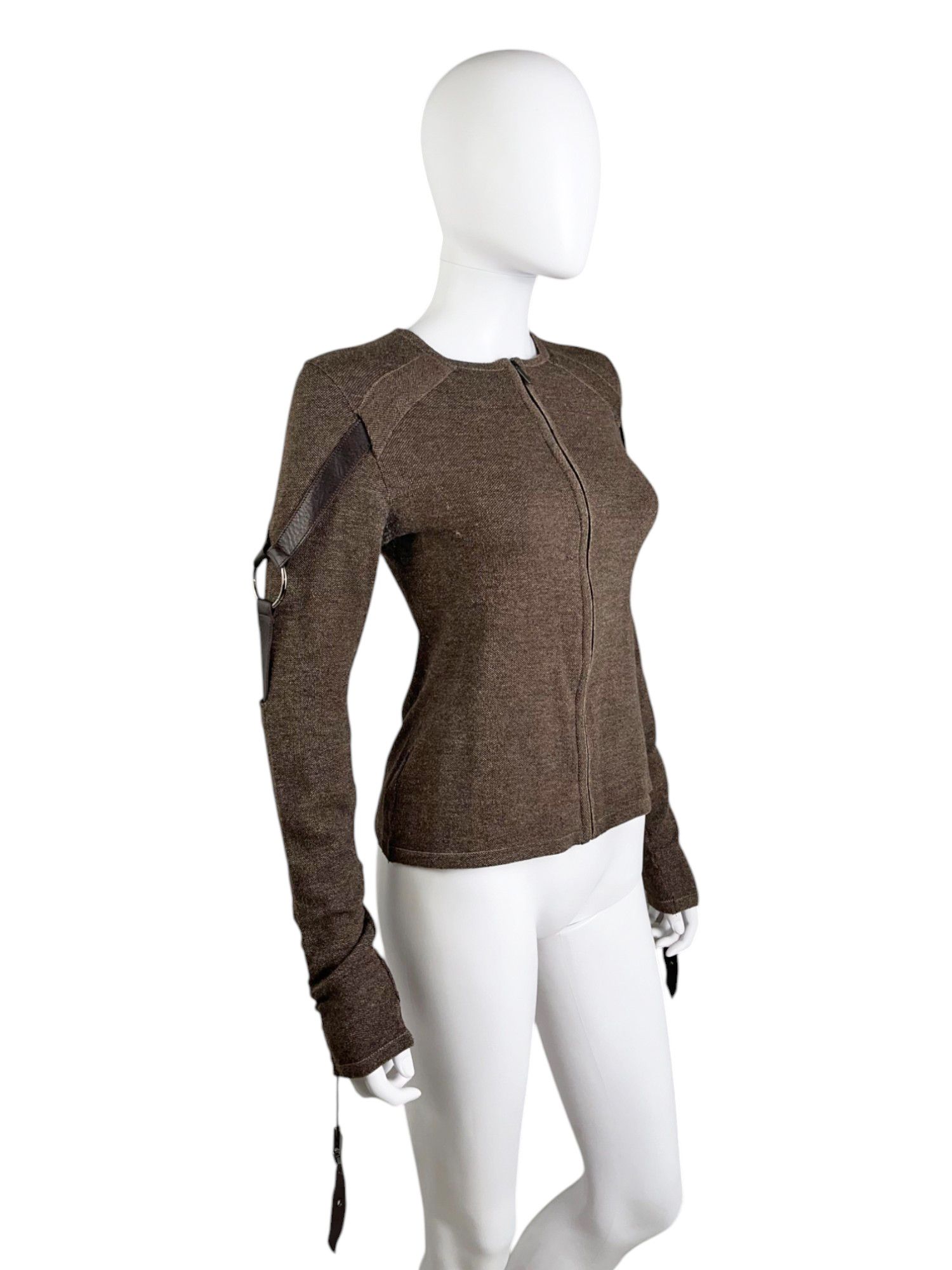 Dior by John Galliano F/W 2003 Brown Bondage Zipped Sweater Size L / US 10 / IT 46 - 2 Thumbnail
