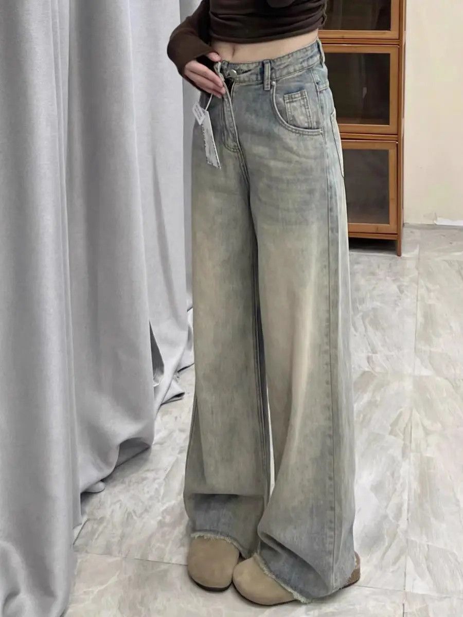 Japanese Brand Retro loose washed wide leg jeans Size US 32 / EU 48 - 5 Thumbnail