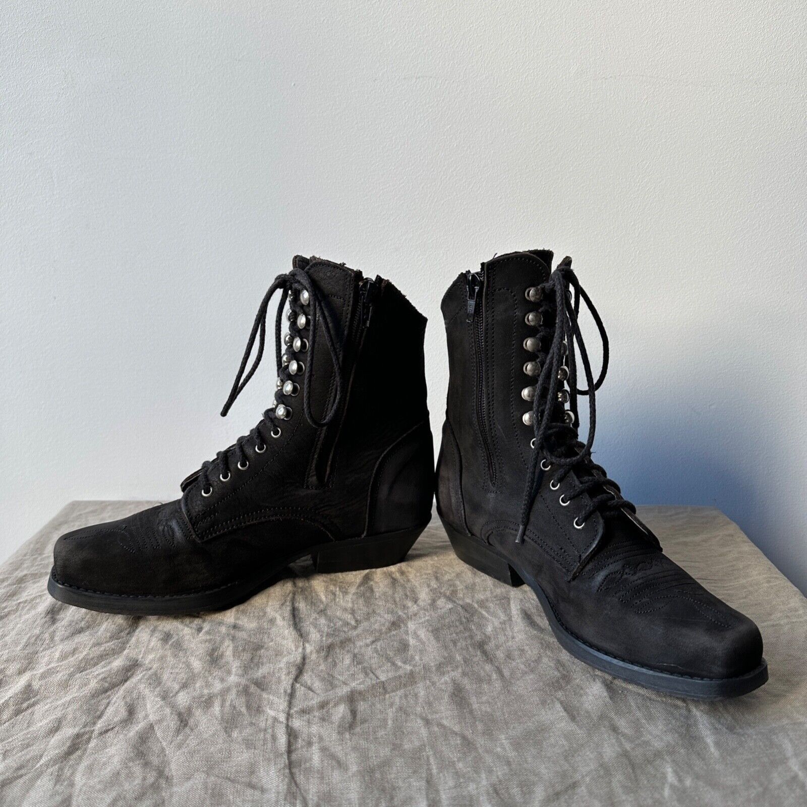 Vintage Western Cowgirl Real Leather Cowboy Embroidered Boots 8289AC Size US 5 / IT 35 - 3 Thumbnail